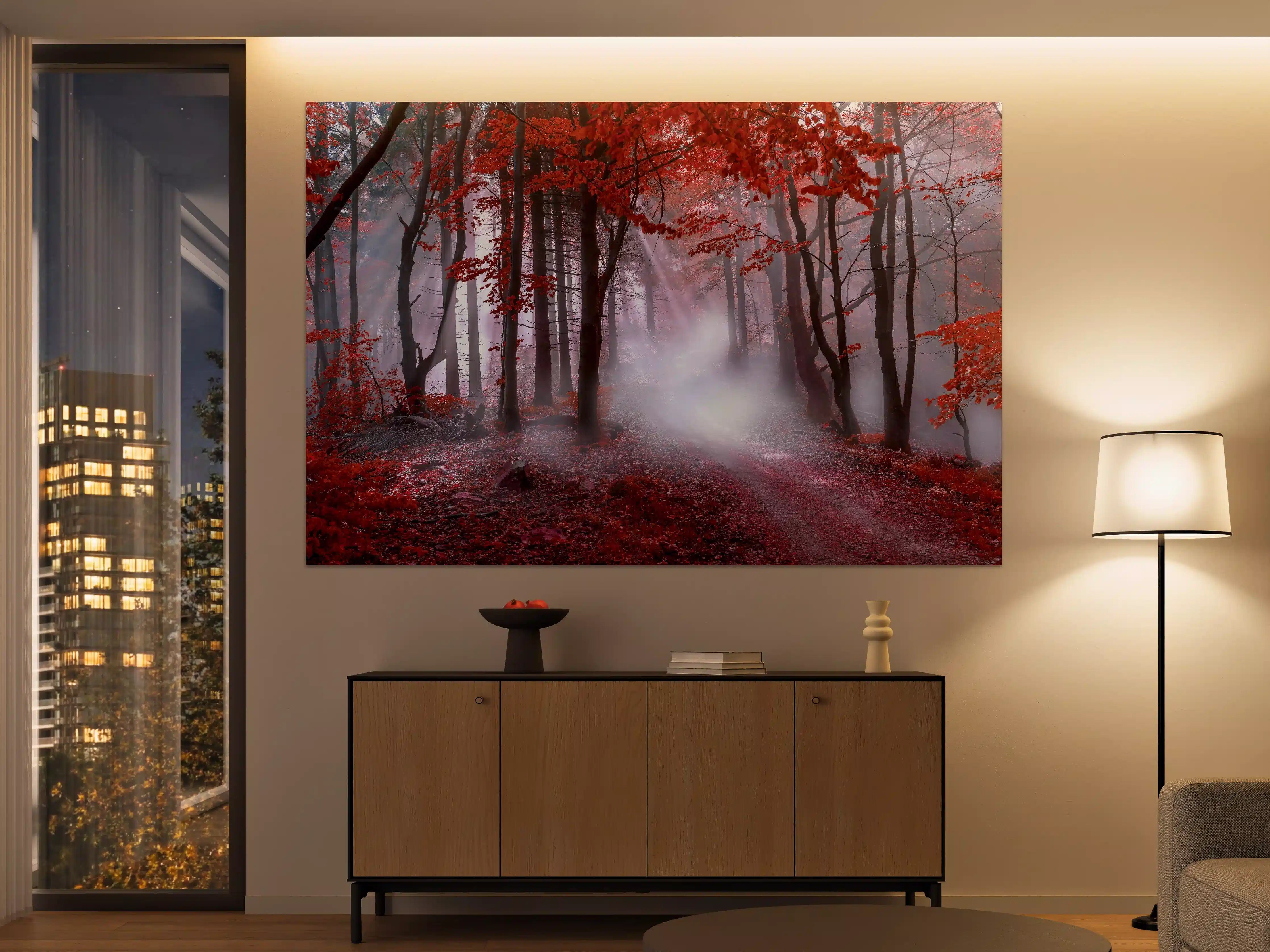 Große Wandbilder - Mystischer roter Wald