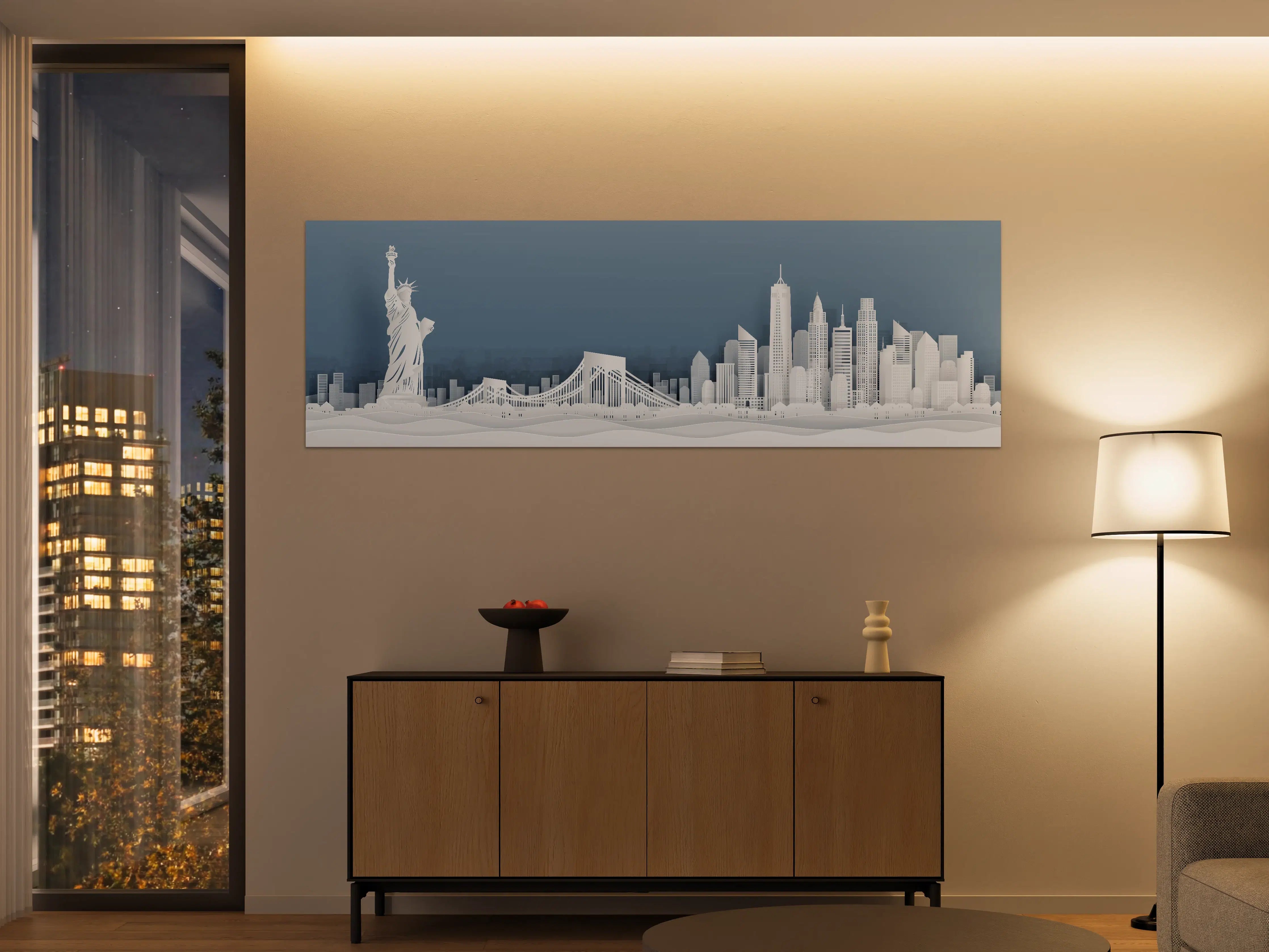 Große Wandbilder - NYC-Skyline Papercut Weiß