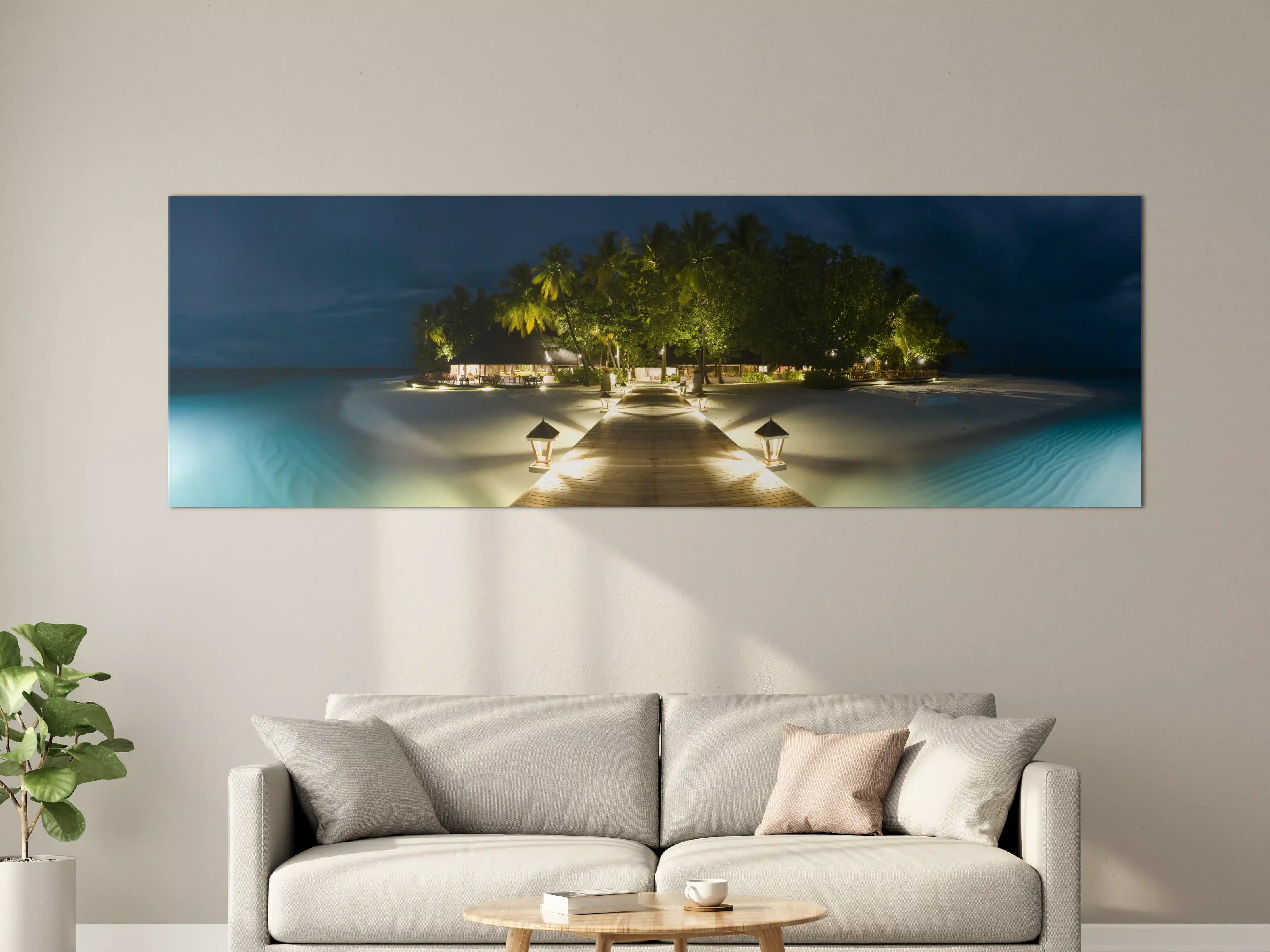 Große Wandbilder - Nachtpanorama von Ihuru Island