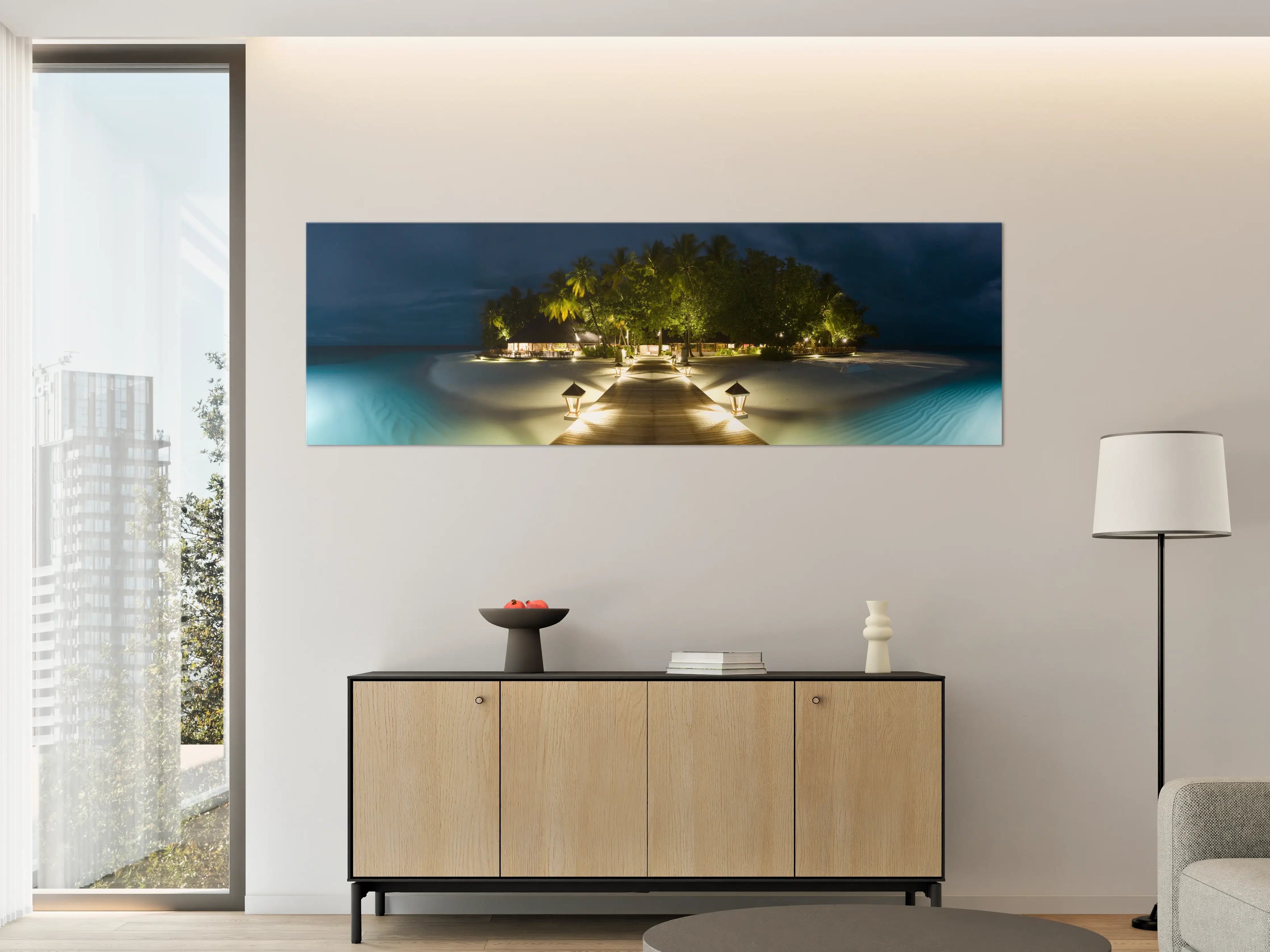 Große Wandbilder - Nachtpanorama von Ihuru Island