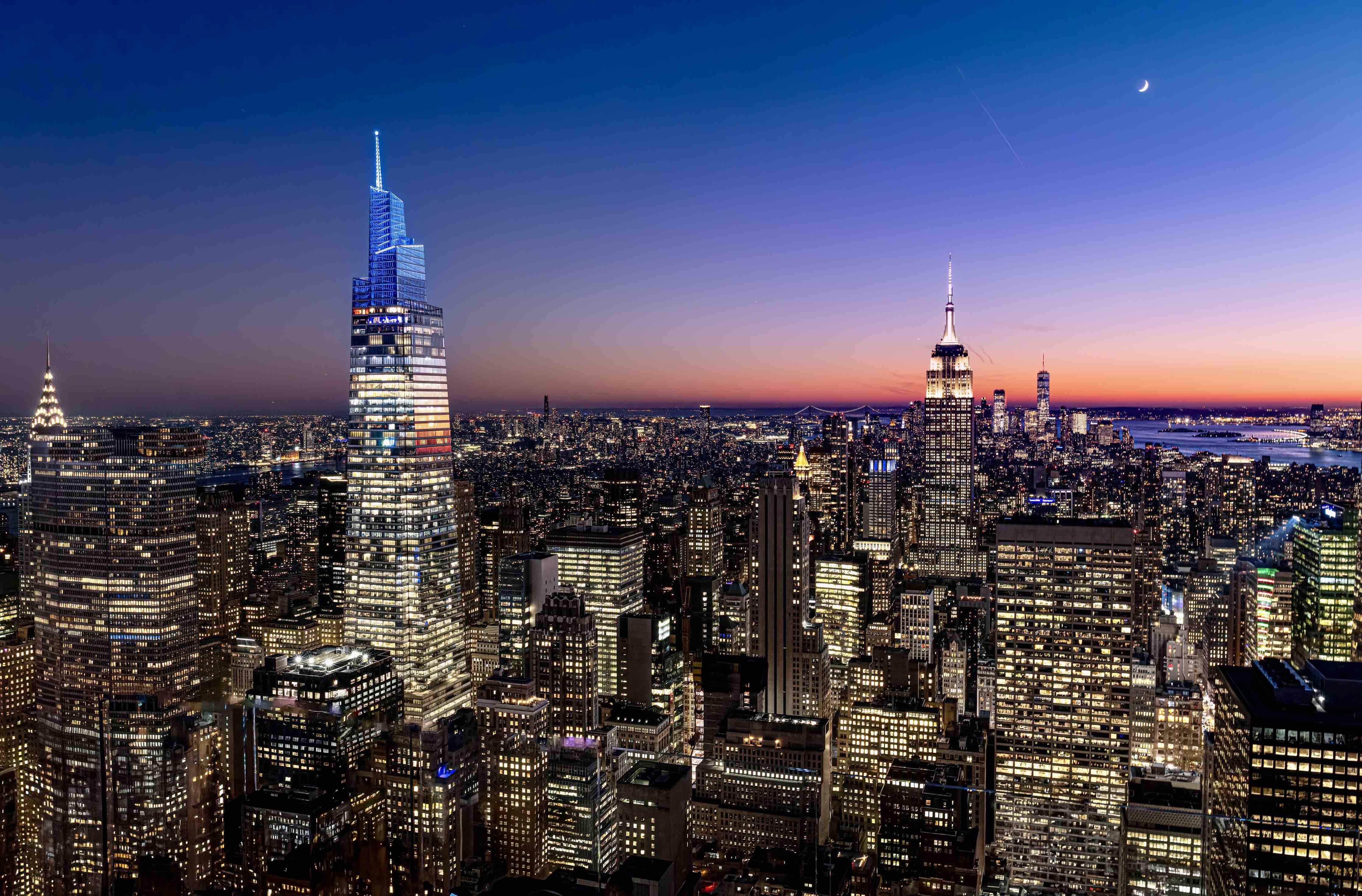 Große Wandbilder-Nachtstadt New York bei Sonnenuntergang