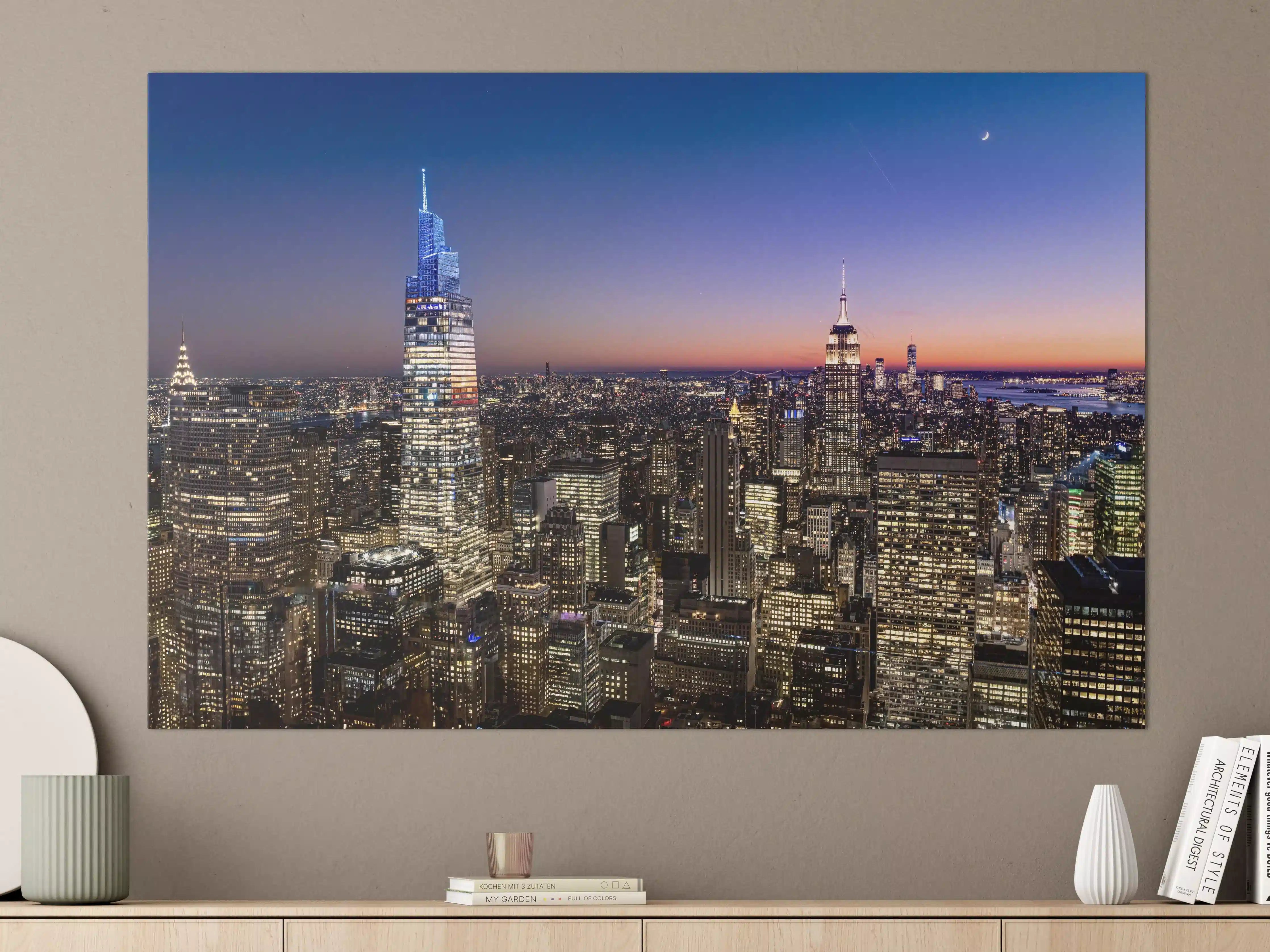 Große Wandbilder - Nachtstadt New York bei Sonnenuntergang