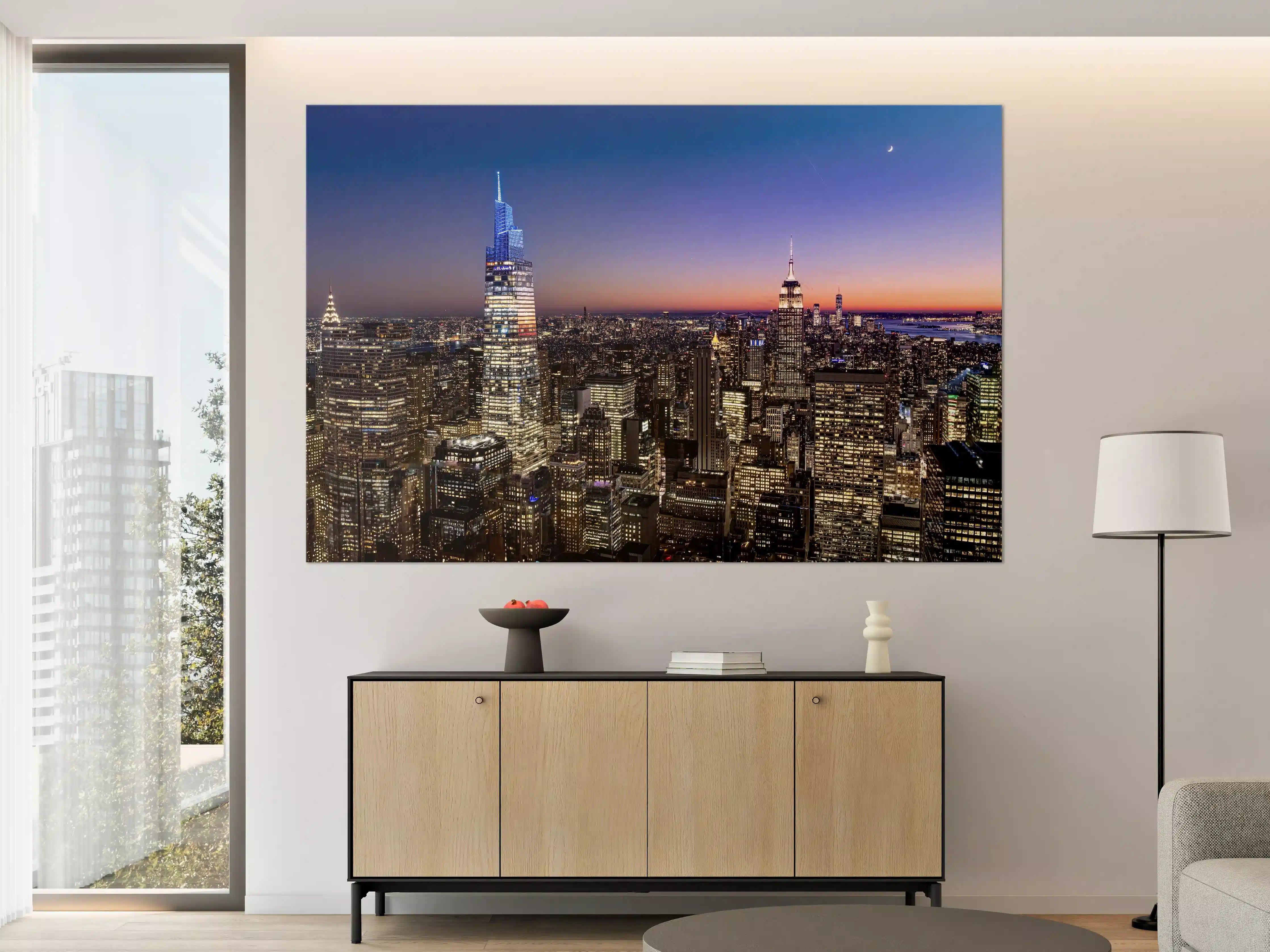 Große Wandbilder - Nachtstadt New York bei Sonnenuntergang