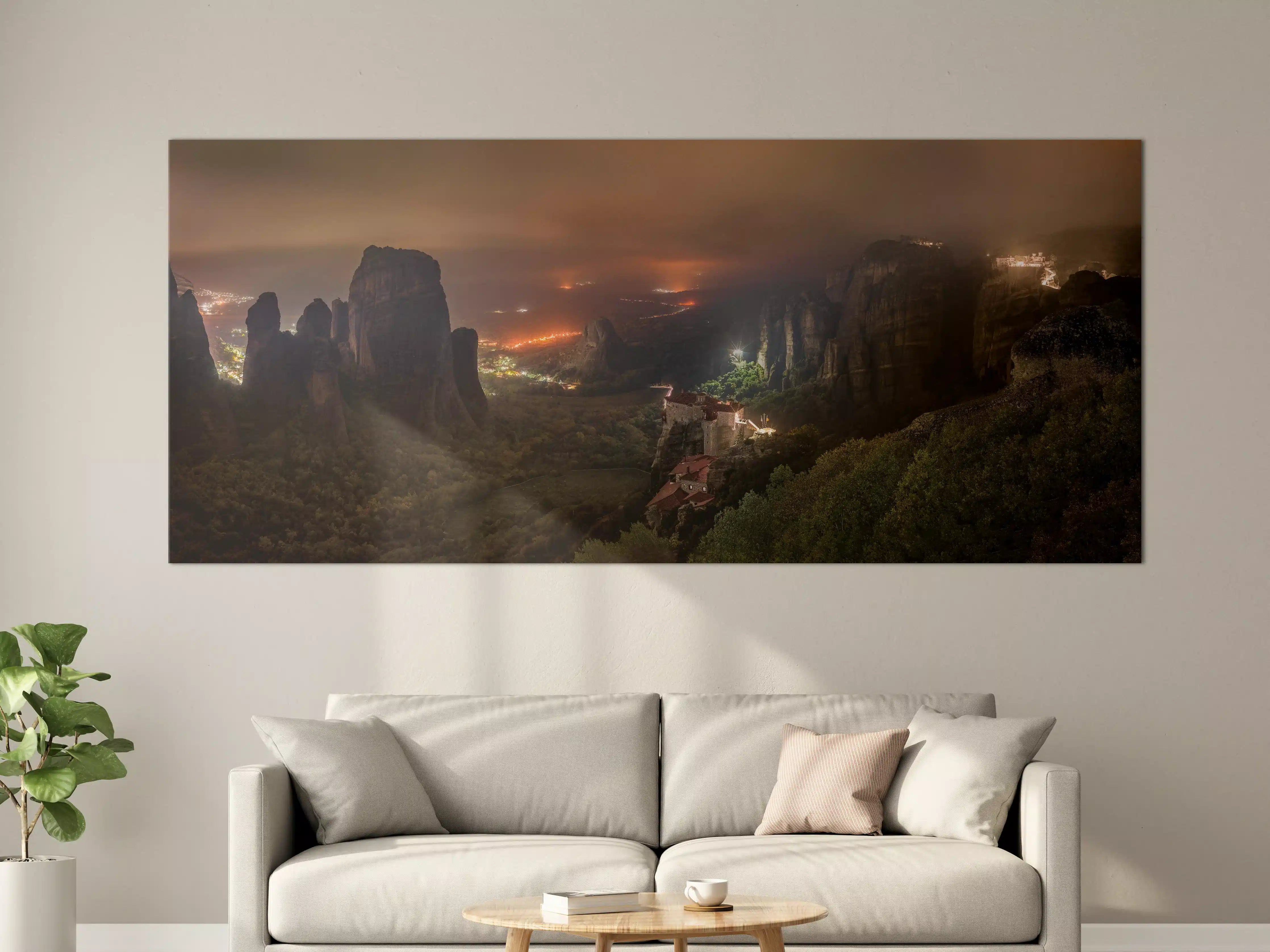 Große Wandbilder - Nächtlicher Blick auf Meteora Berge