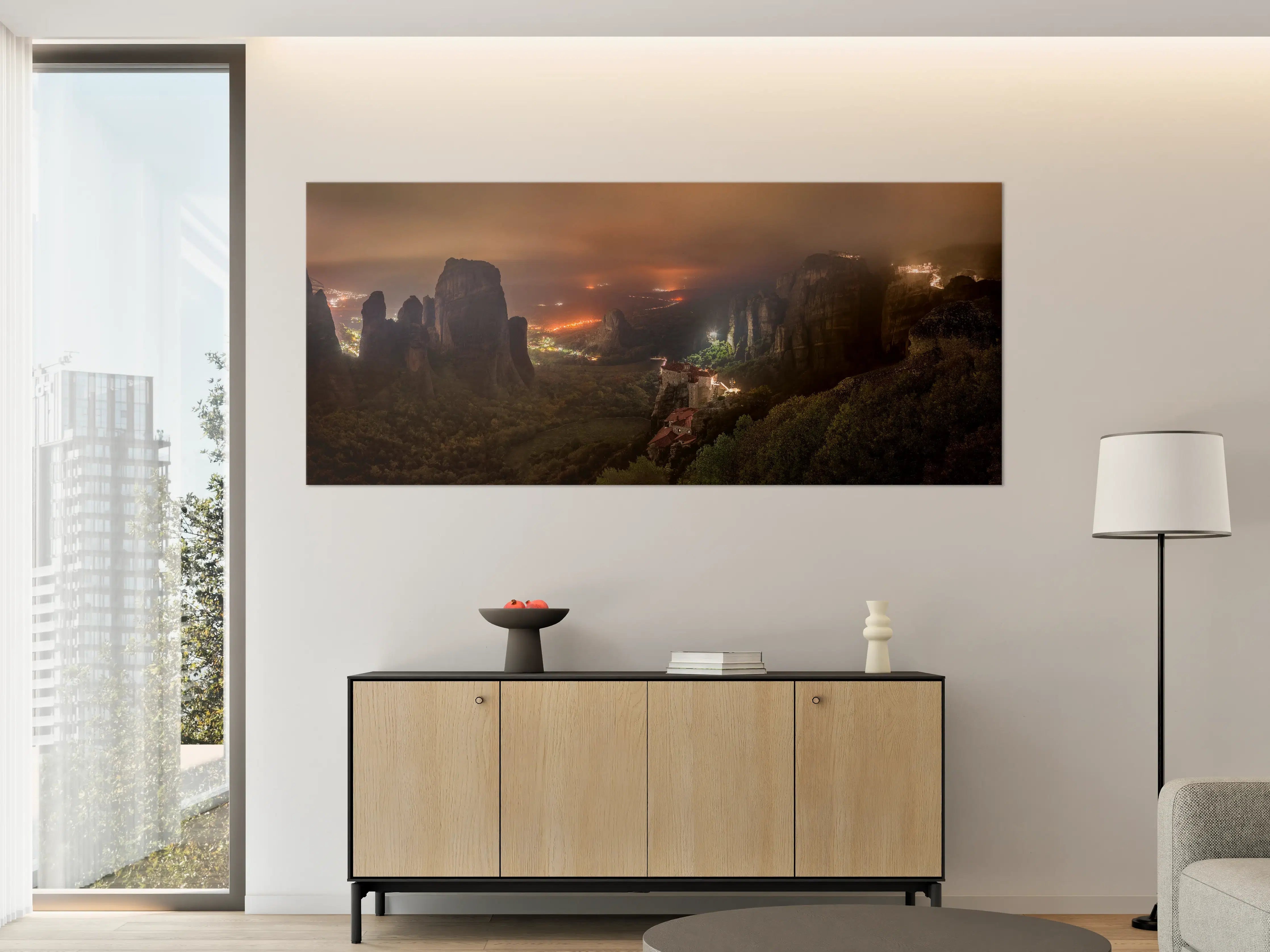Große Wandbilder - Nächtlicher Blick auf Meteora Berge