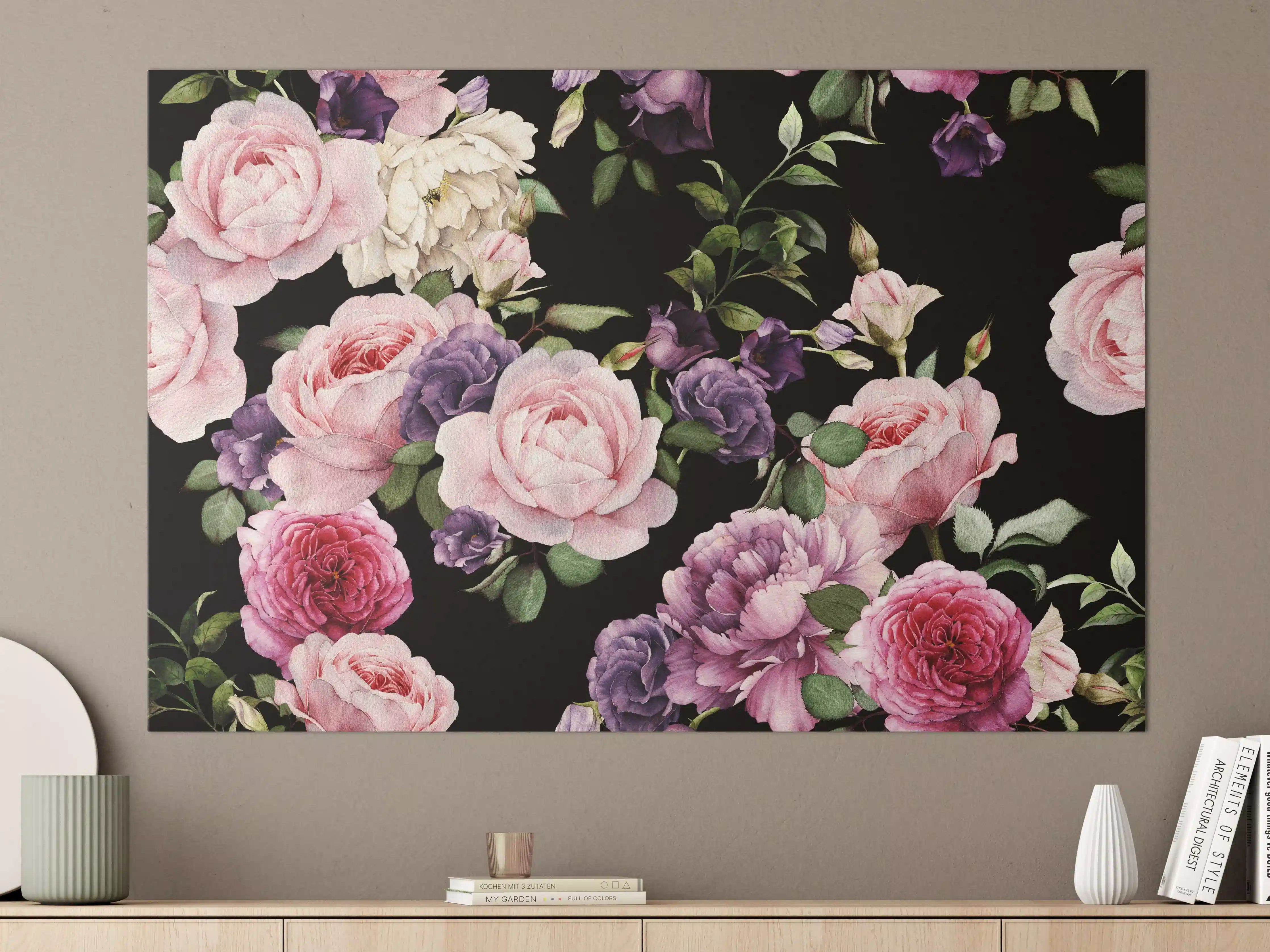Große Wandbilder - Nahtloses florales Muster mit Rosen