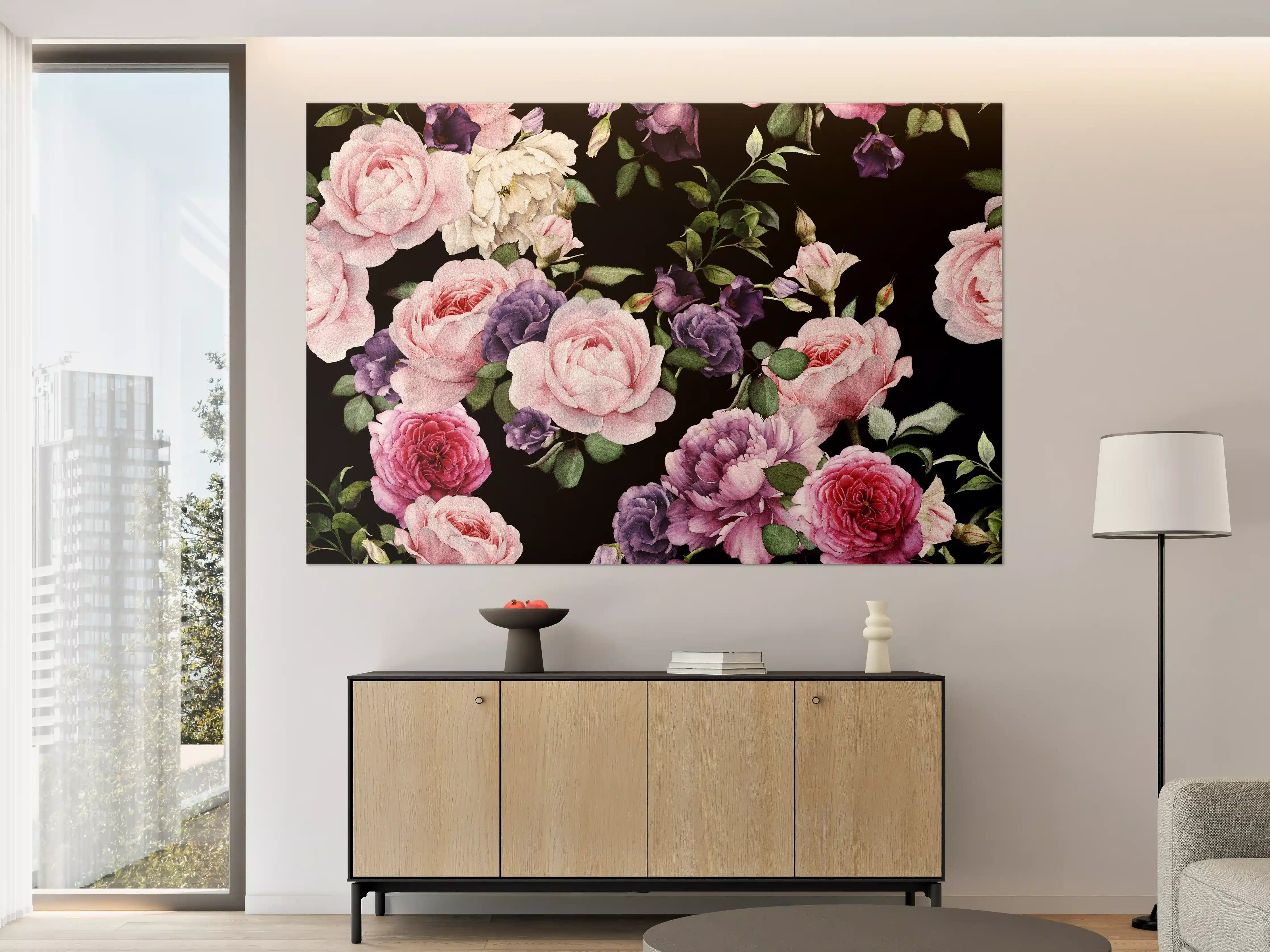 Große Wandbilder - Nahtloses florales Muster mit Rosen