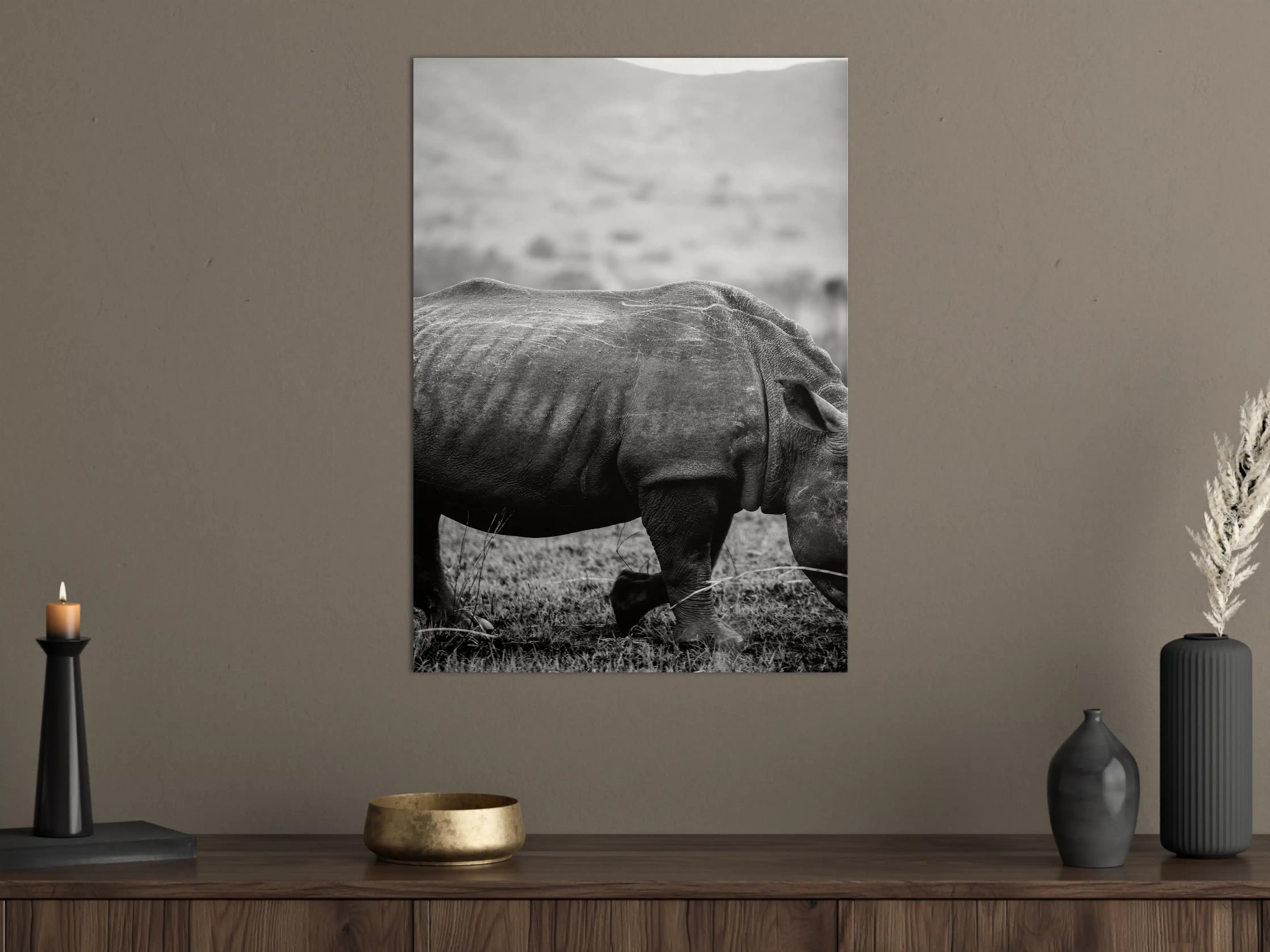 Große Wandbilder - Nashorn - schwarz-weiß