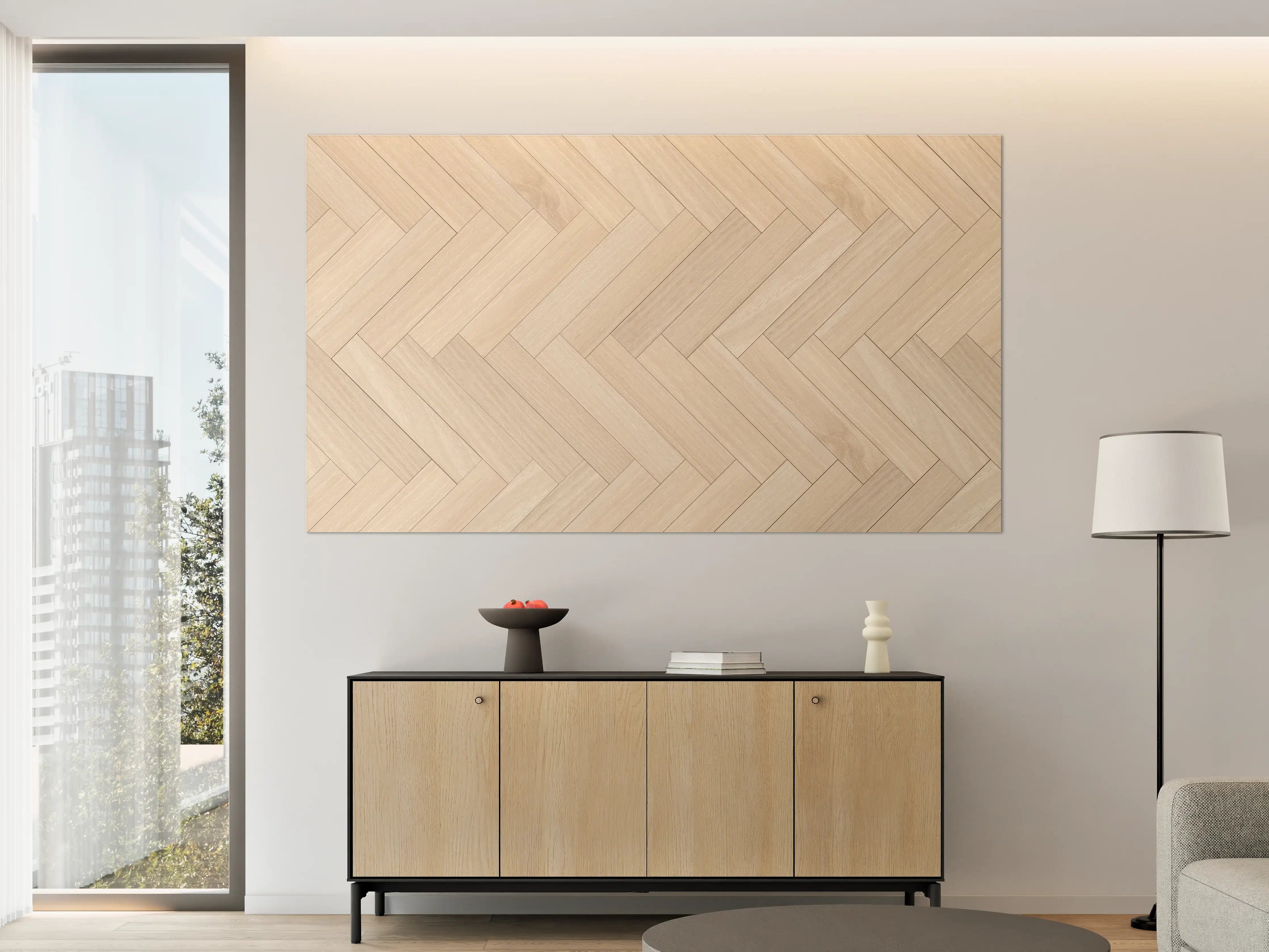 Große Wandbilder - Natürliche Holztextur - Beige