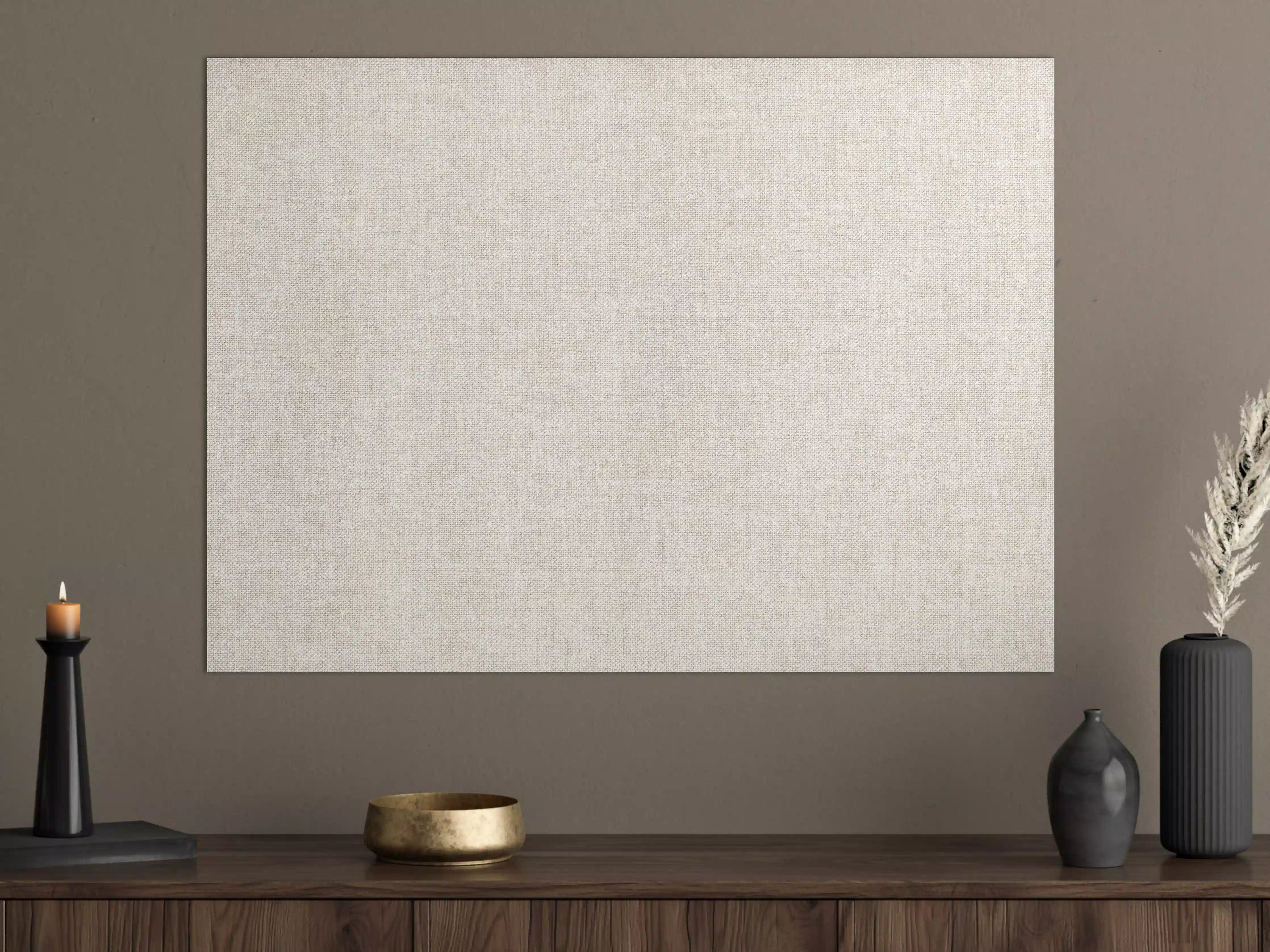 Große Wandbilder - Naturbelassene Stofftextur in Grau-Beige