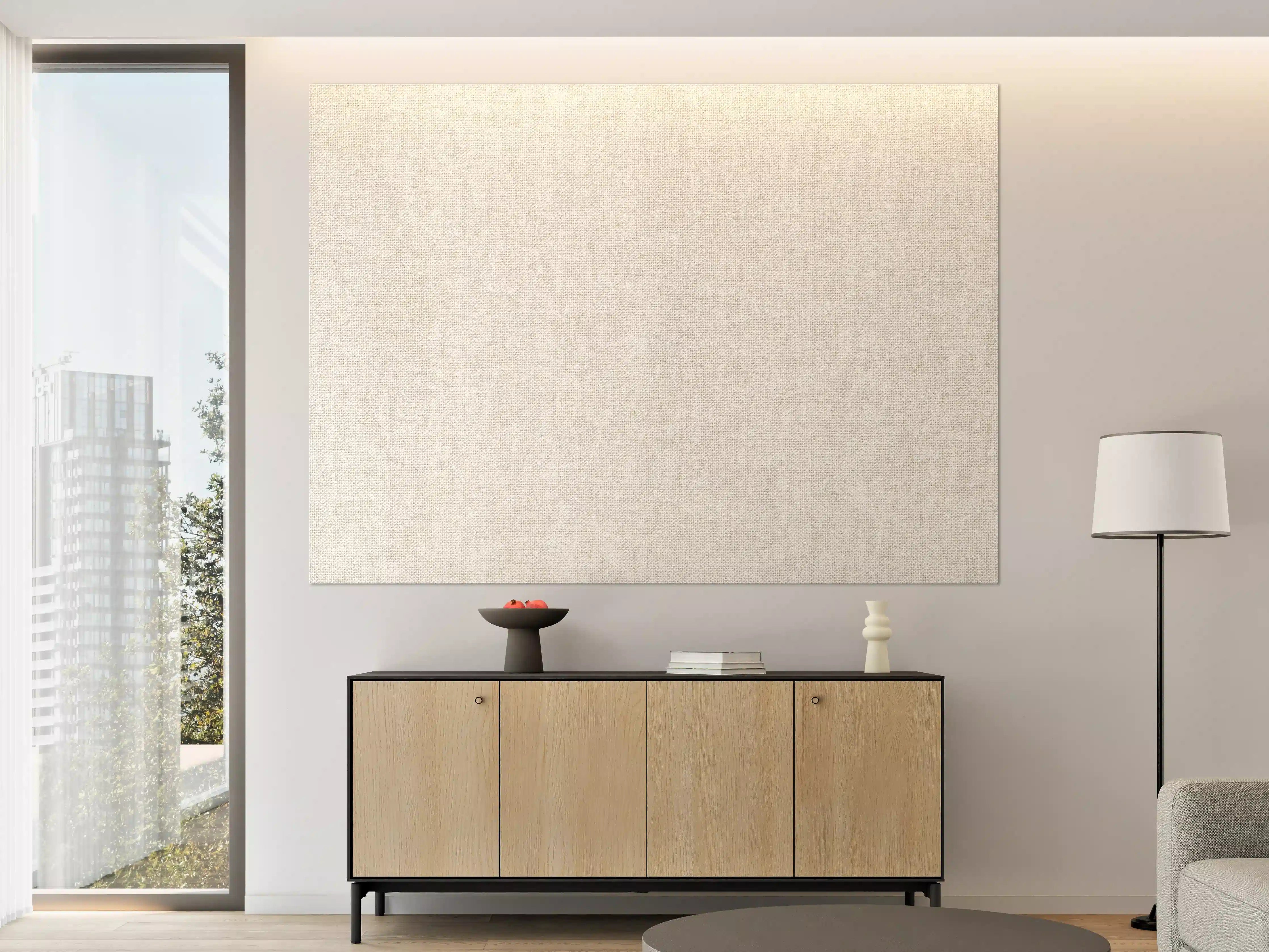 Große Wandbilder - Naturbelassene Stofftextur in Grau-Beige