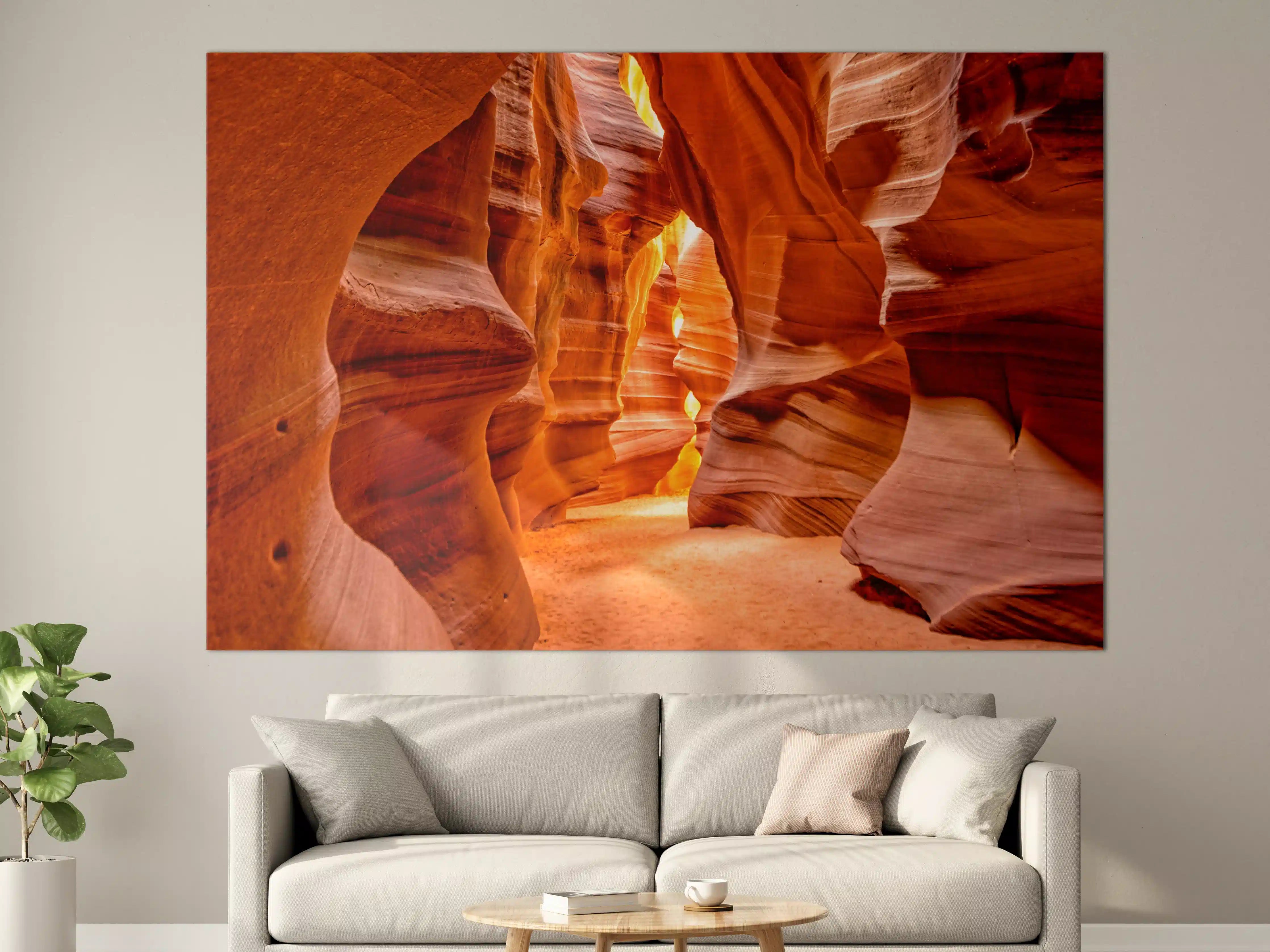 Große Wandbilder - Naturwunder Antelope Canyon in warmen Orangetönen