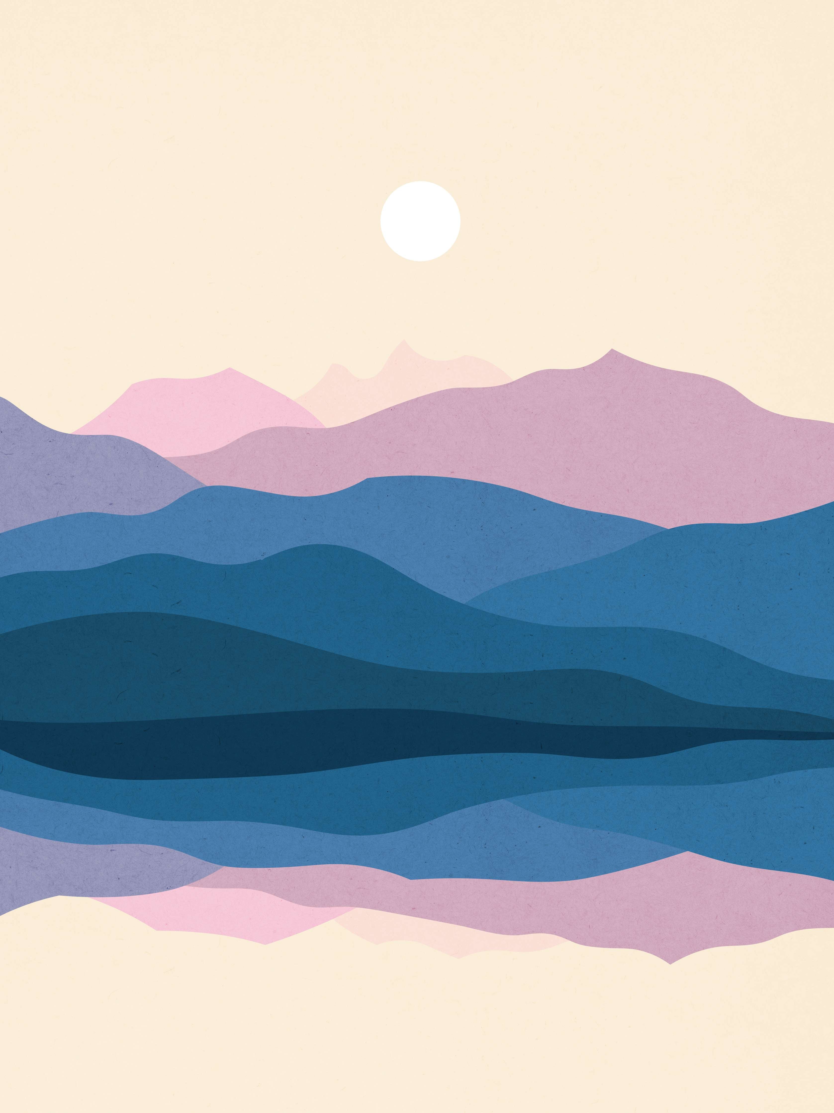 Große Wandbilder-Nebelhafte Bergwelt in Pastellgrau