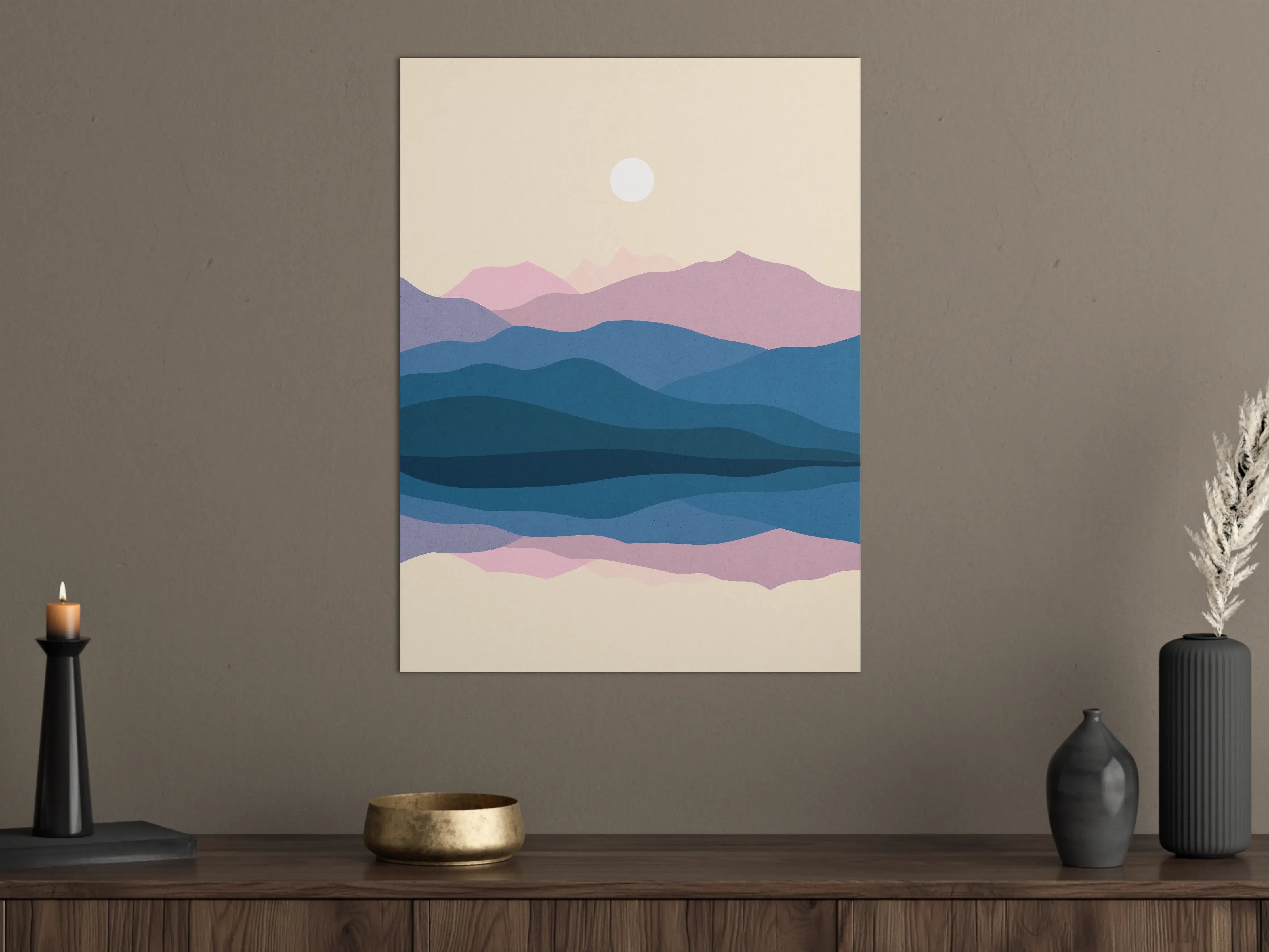 Große Wandbilder - Nebelhafte Bergwelt in Pastellgrau
