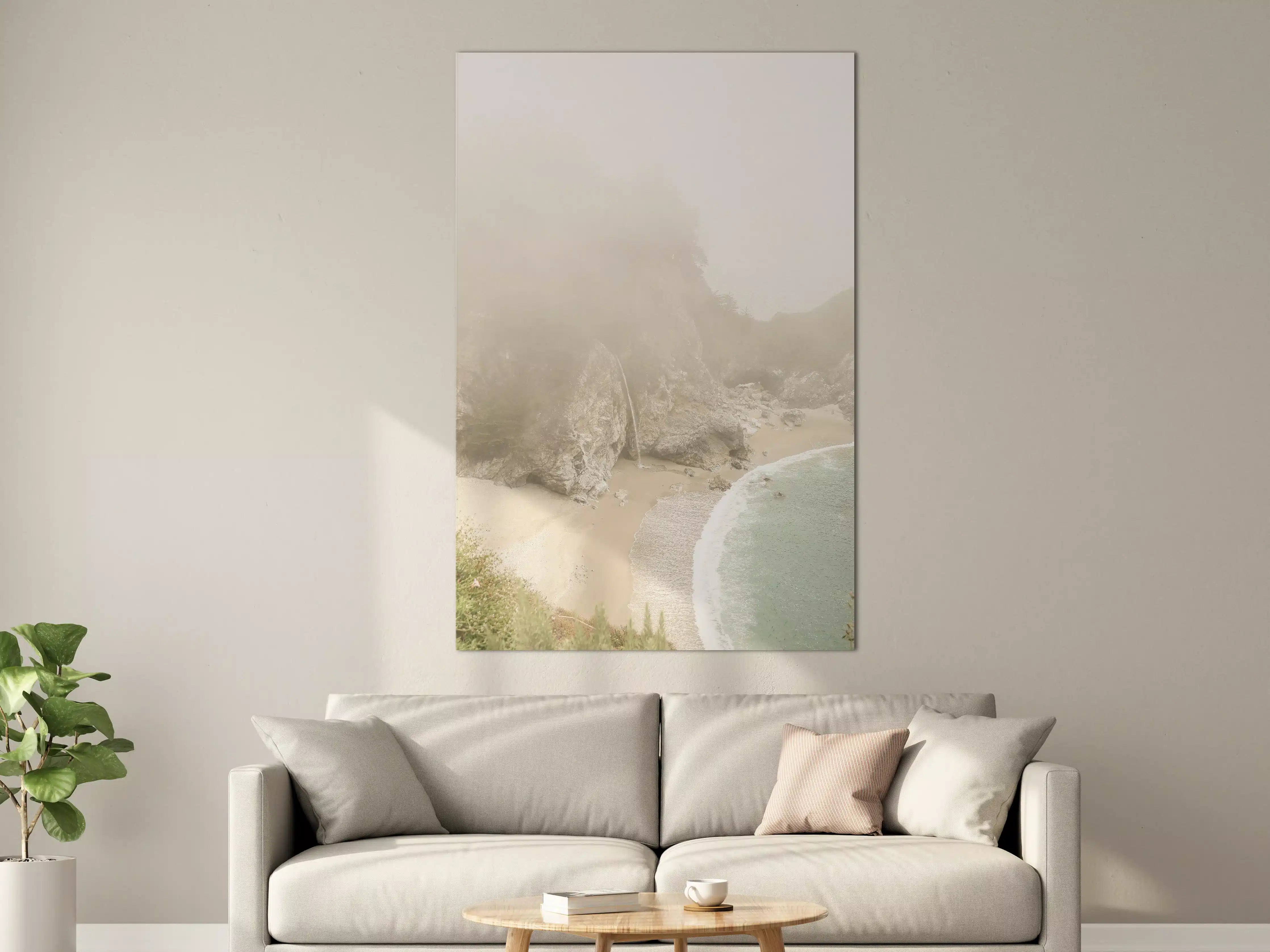 Große Wandbilder - Neblige Küstenlandschaft mit Strand