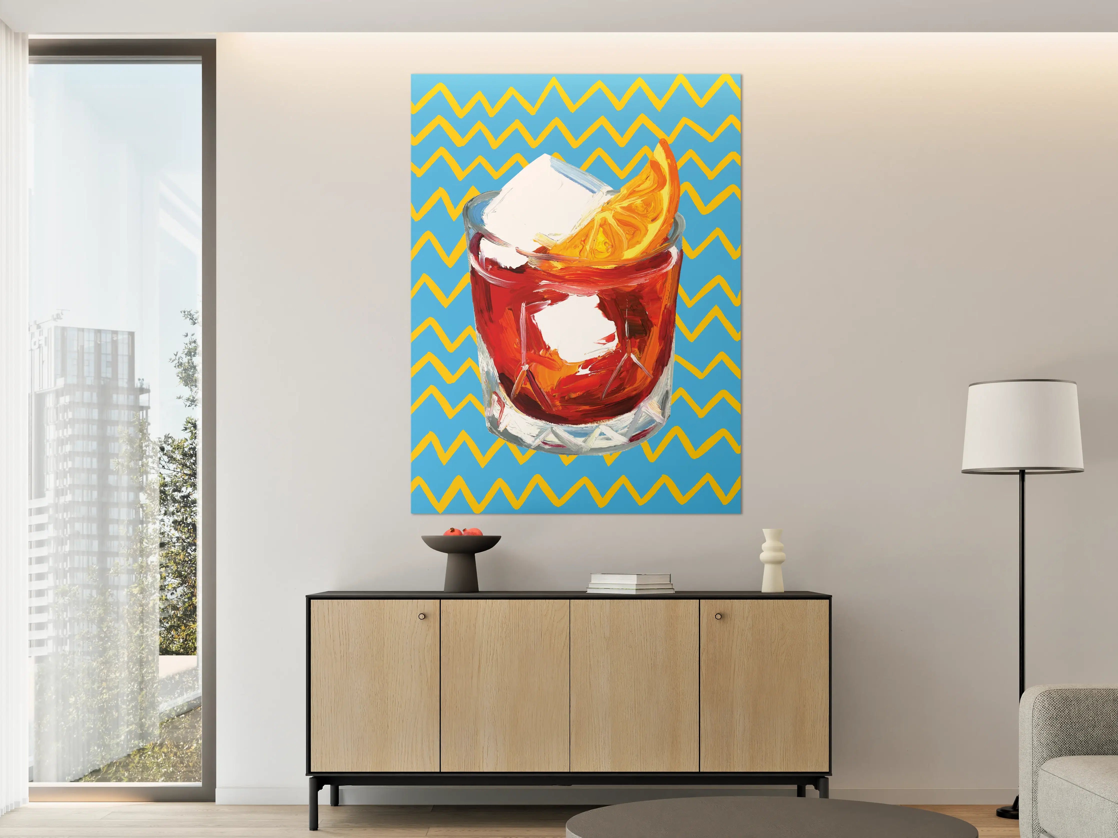 Große Wandbilder - Negroni Cocktail - Acryl Gemälde