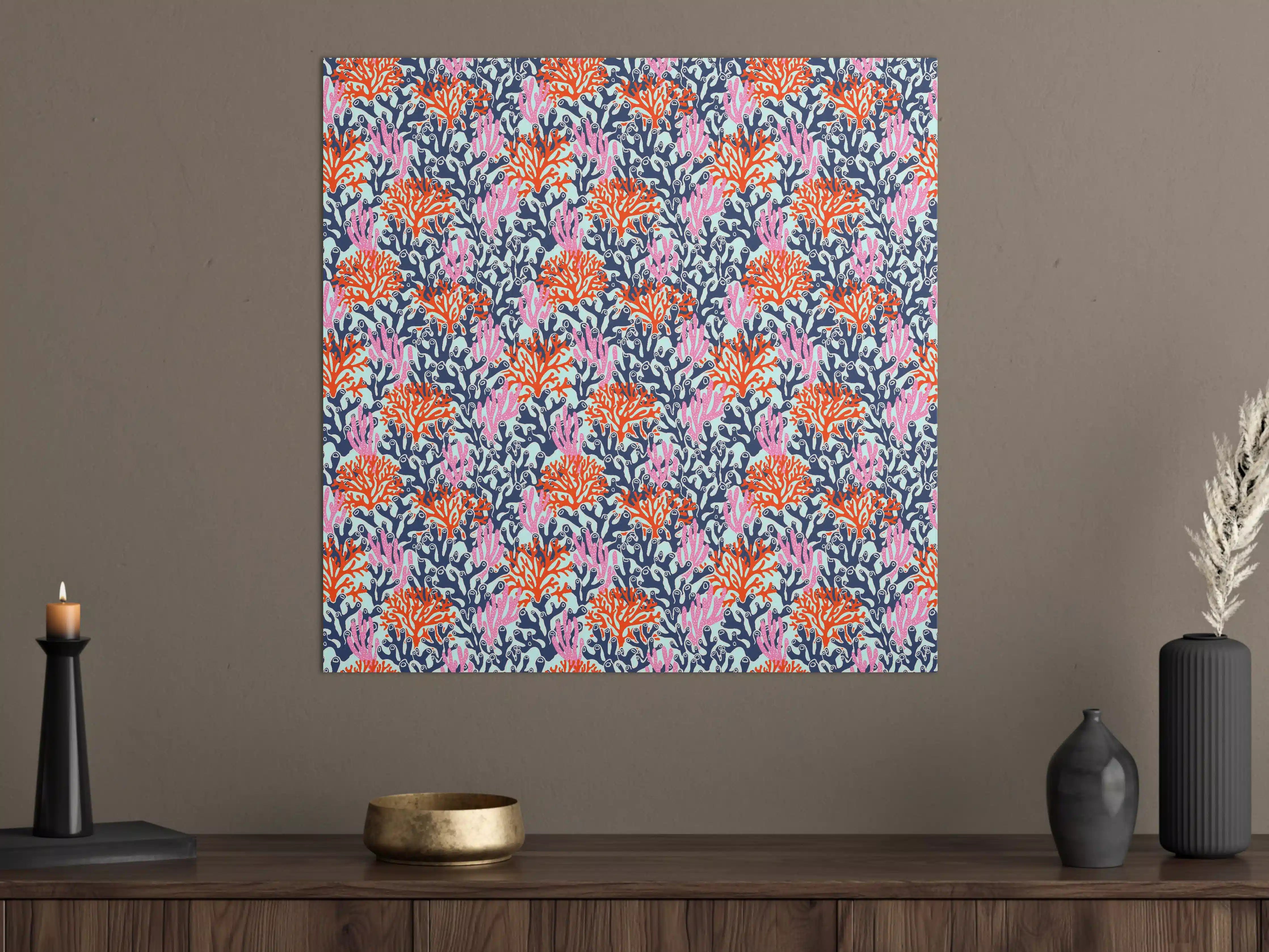 Große Wandbilder - Neon-Korallen Blau Orange Pink