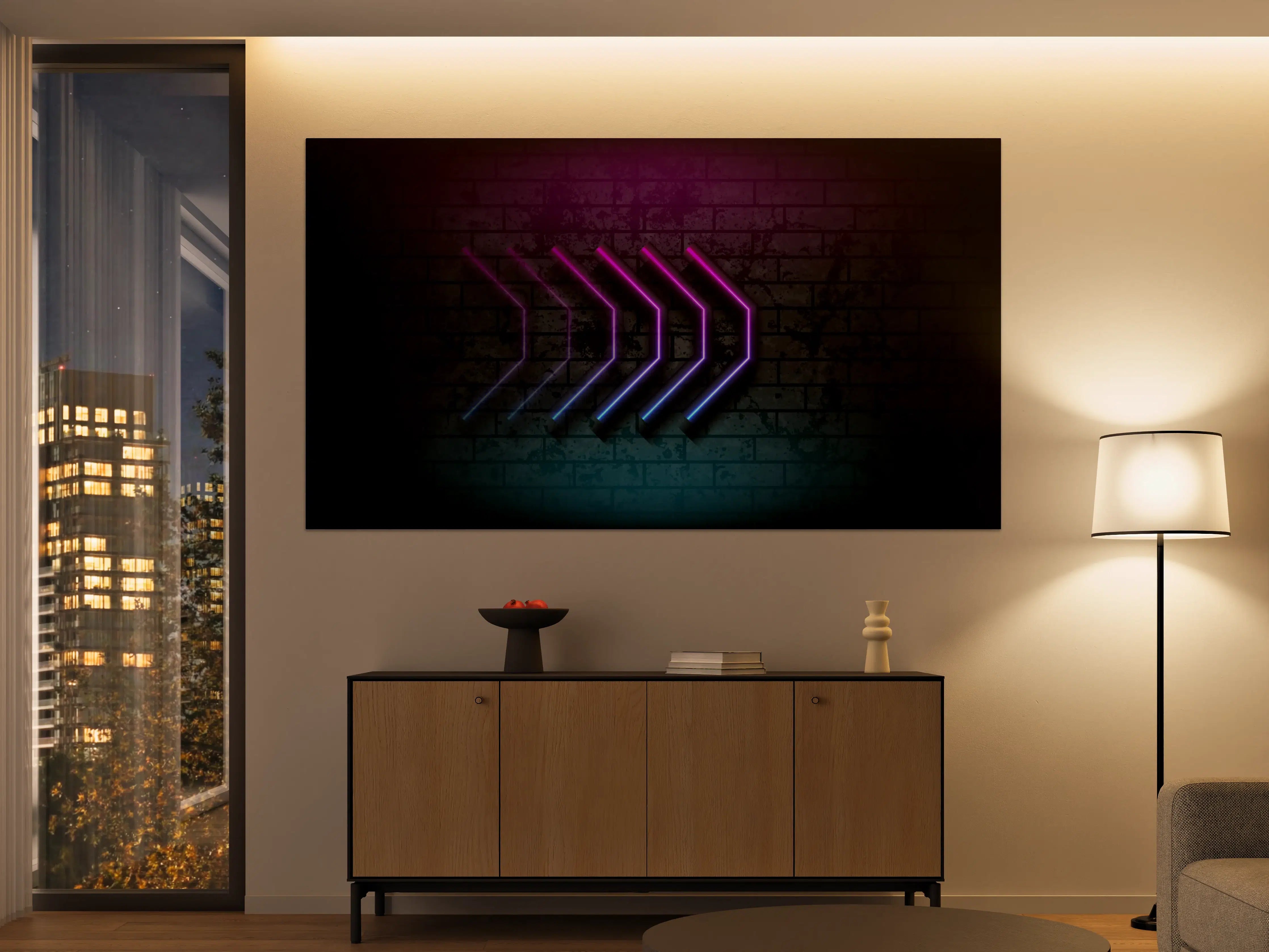 Große Wandbilder - Neon-Licht Acrylbild in dunkler Umgebung