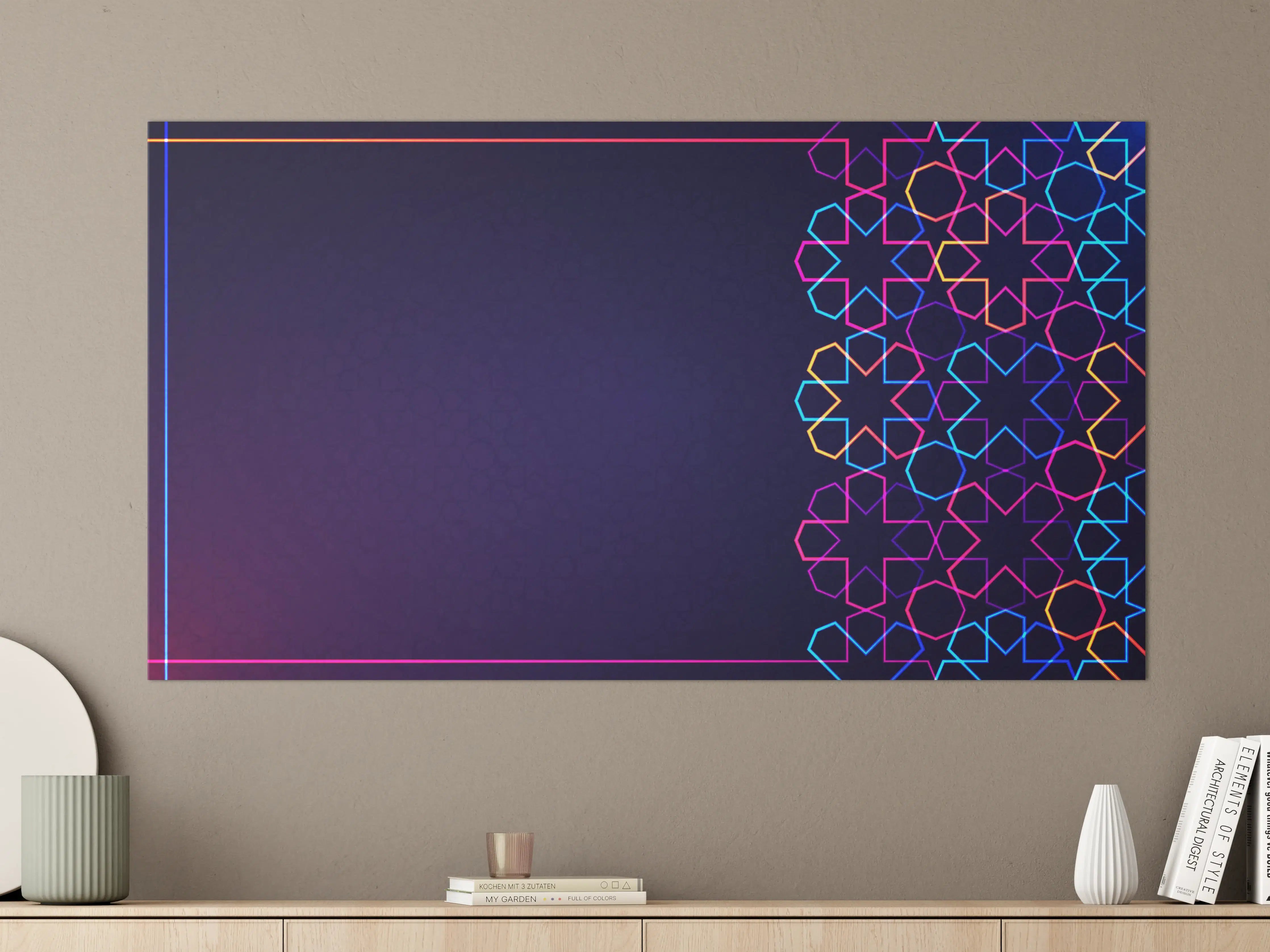 Große Wandbilder - Neon Muster Eid Mubarak