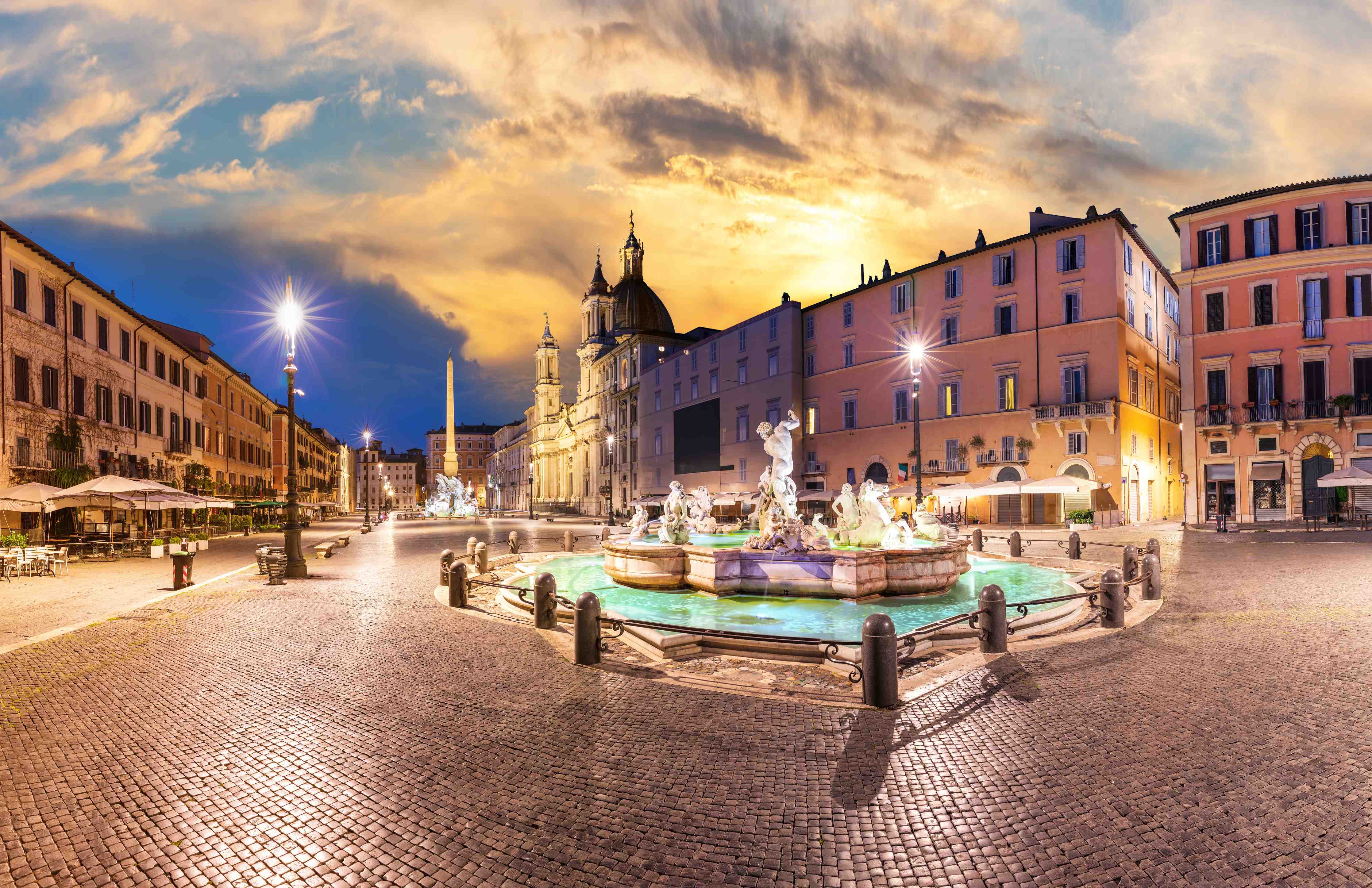 Große Wandbilder-Neptunbrunnen auf der Piazza Navona