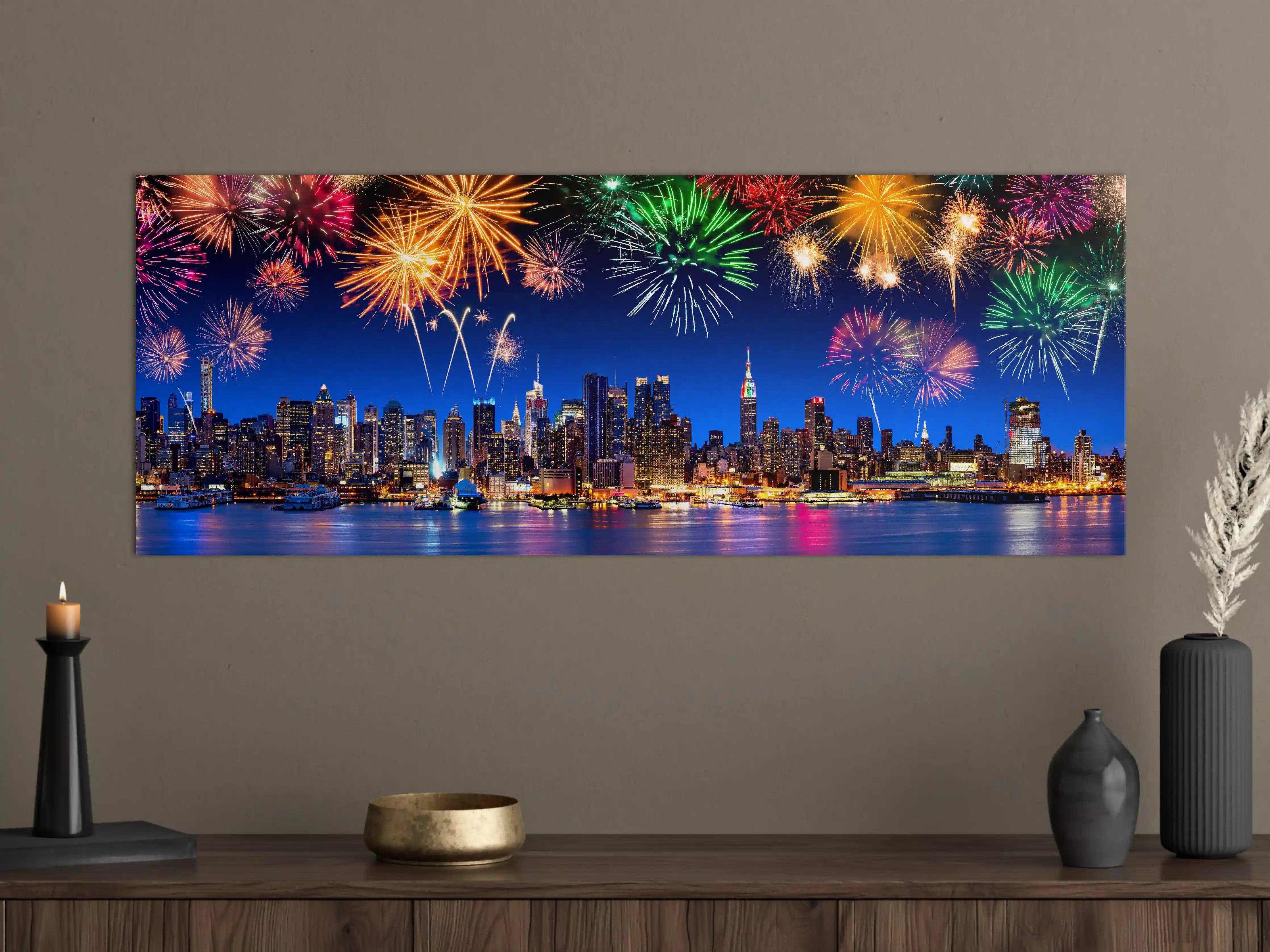 Große Wandbilder - New York City Panorama mit Feuerwerk
