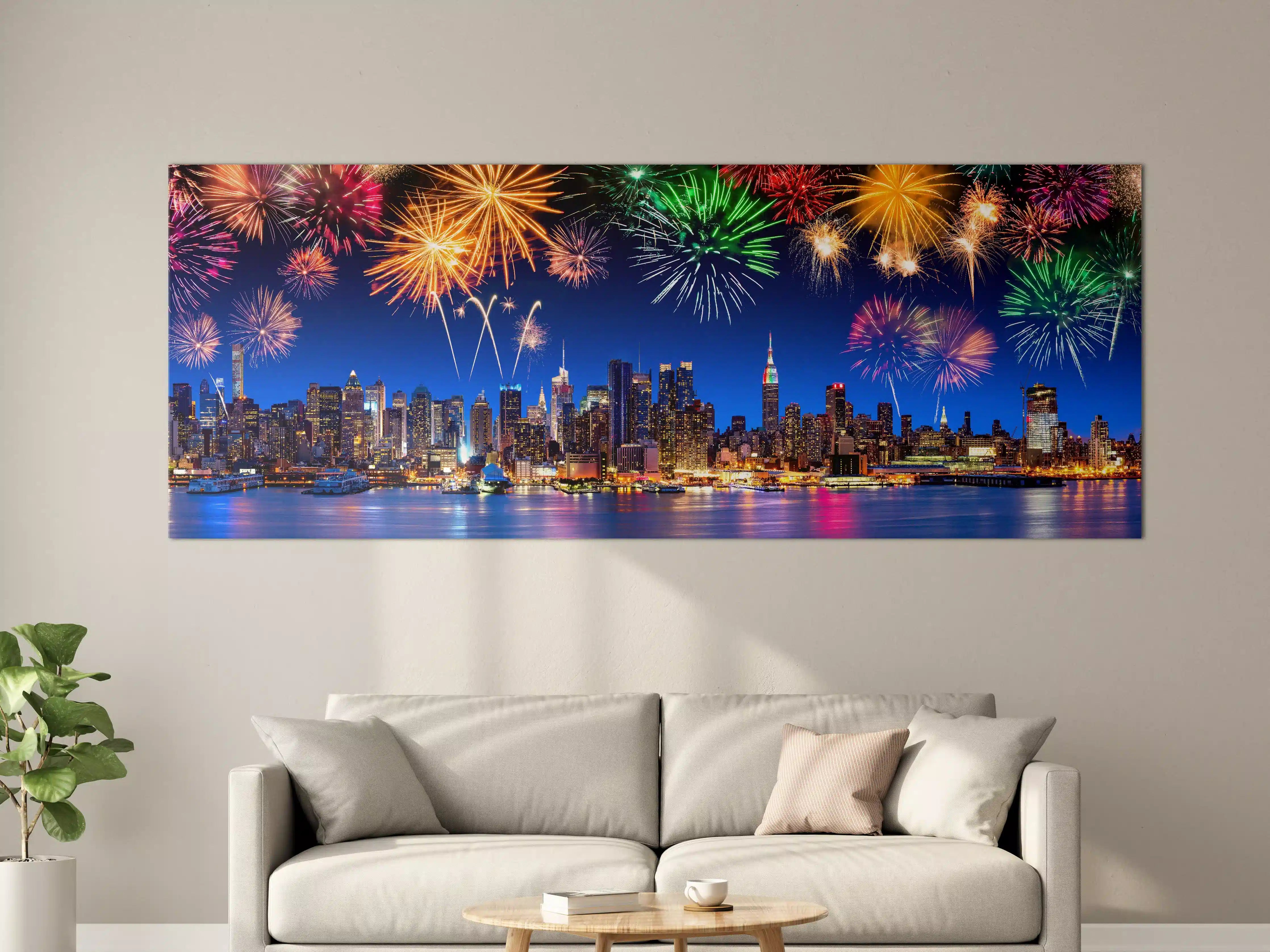 Große Wandbilder - New York City Panorama mit Feuerwerk