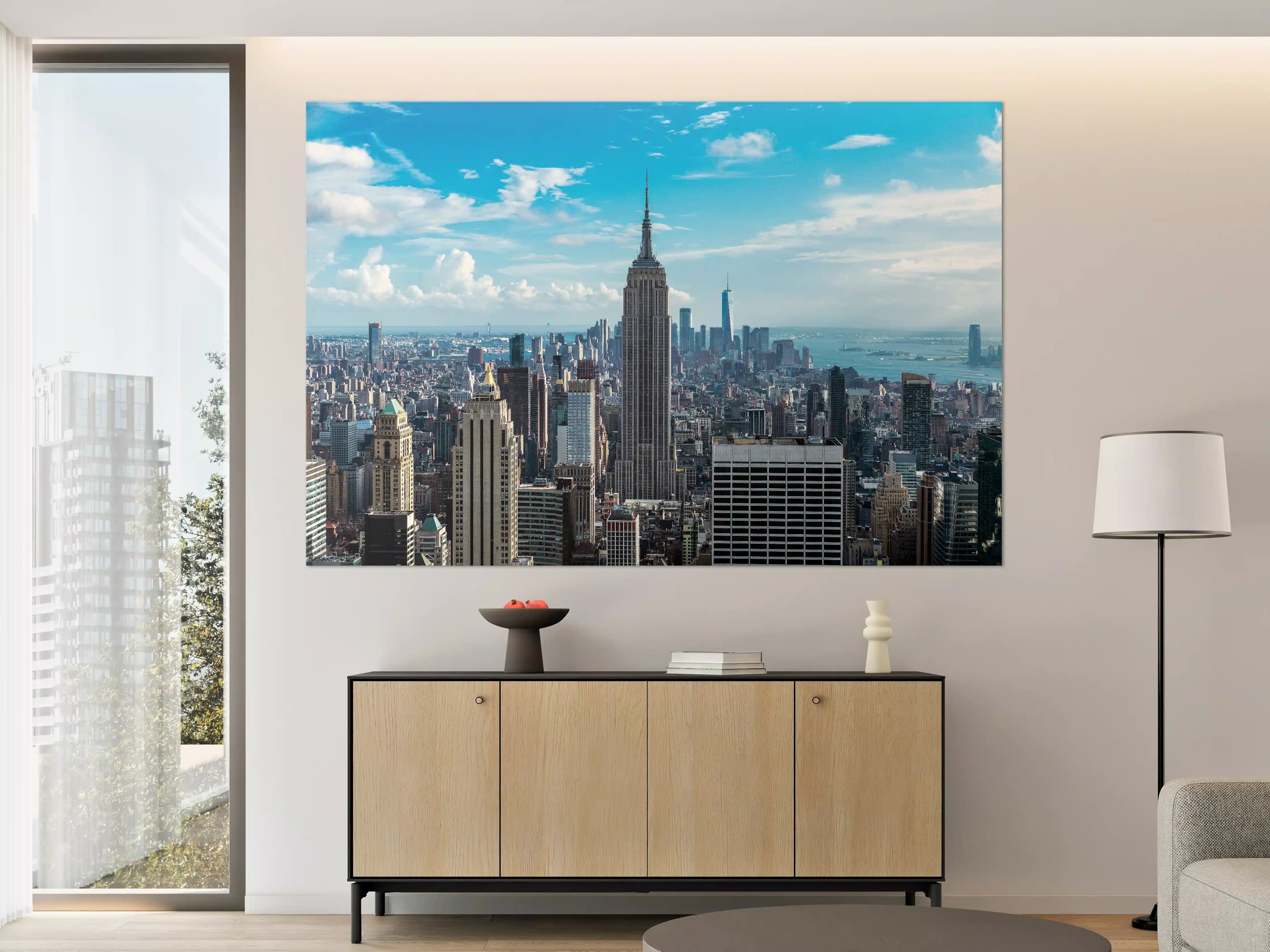 Große Wandbilder - New York City Skyline unter blauem Himmel