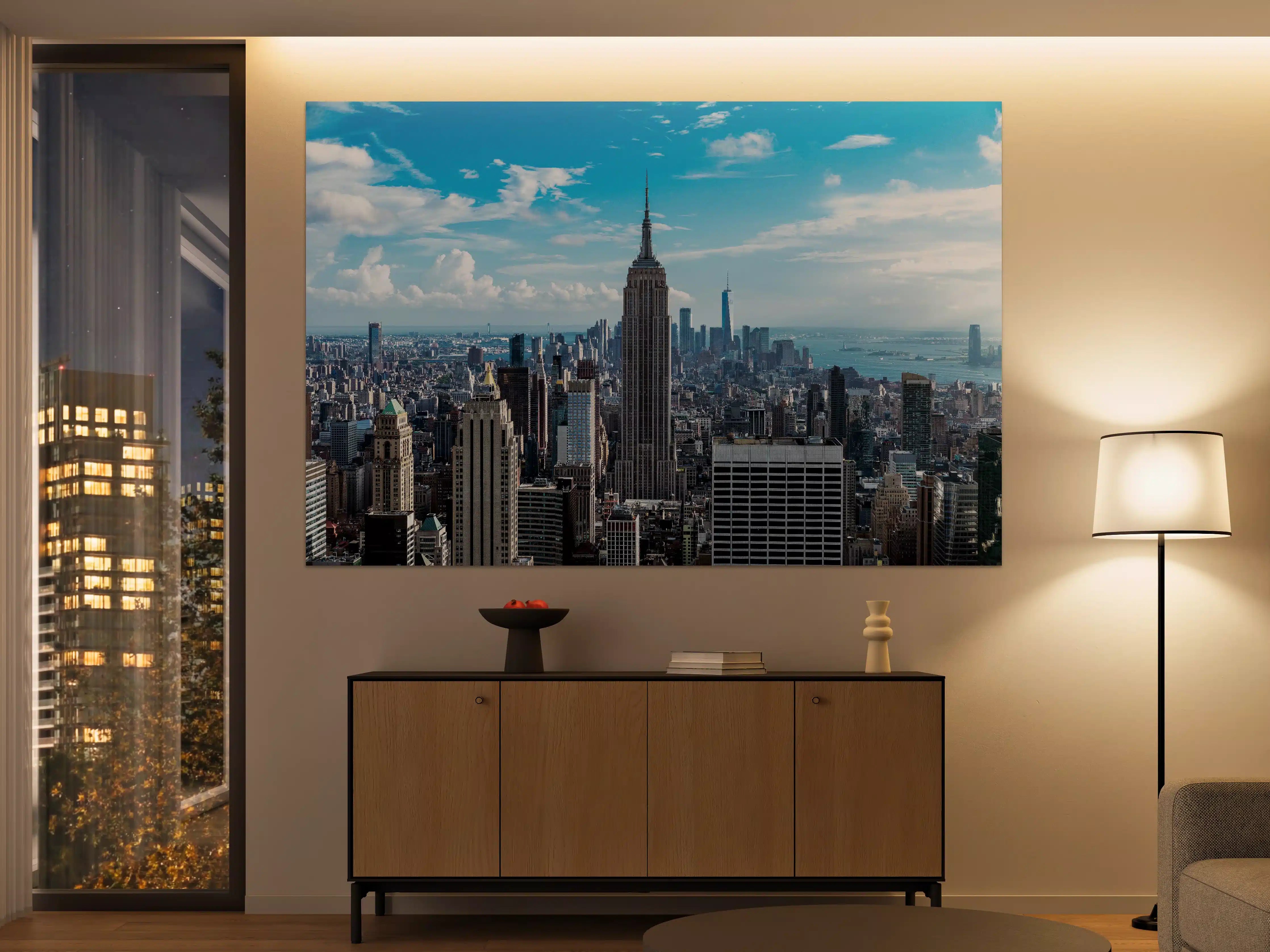 Große Wandbilder - New York City Skyline unter blauem Himmel