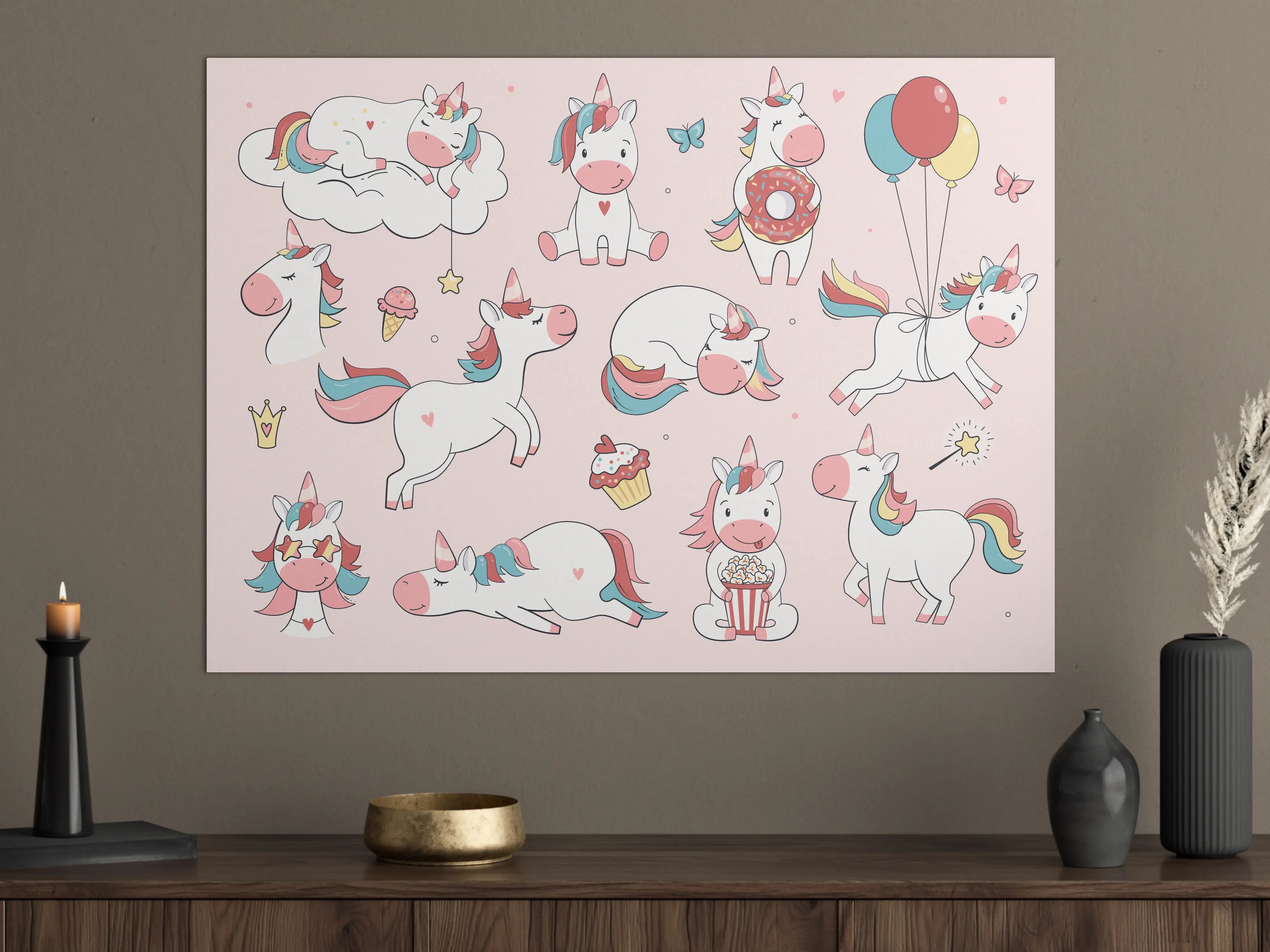 Große Wandbilder - Niedliche Einhorn-Comic-Wandbilder