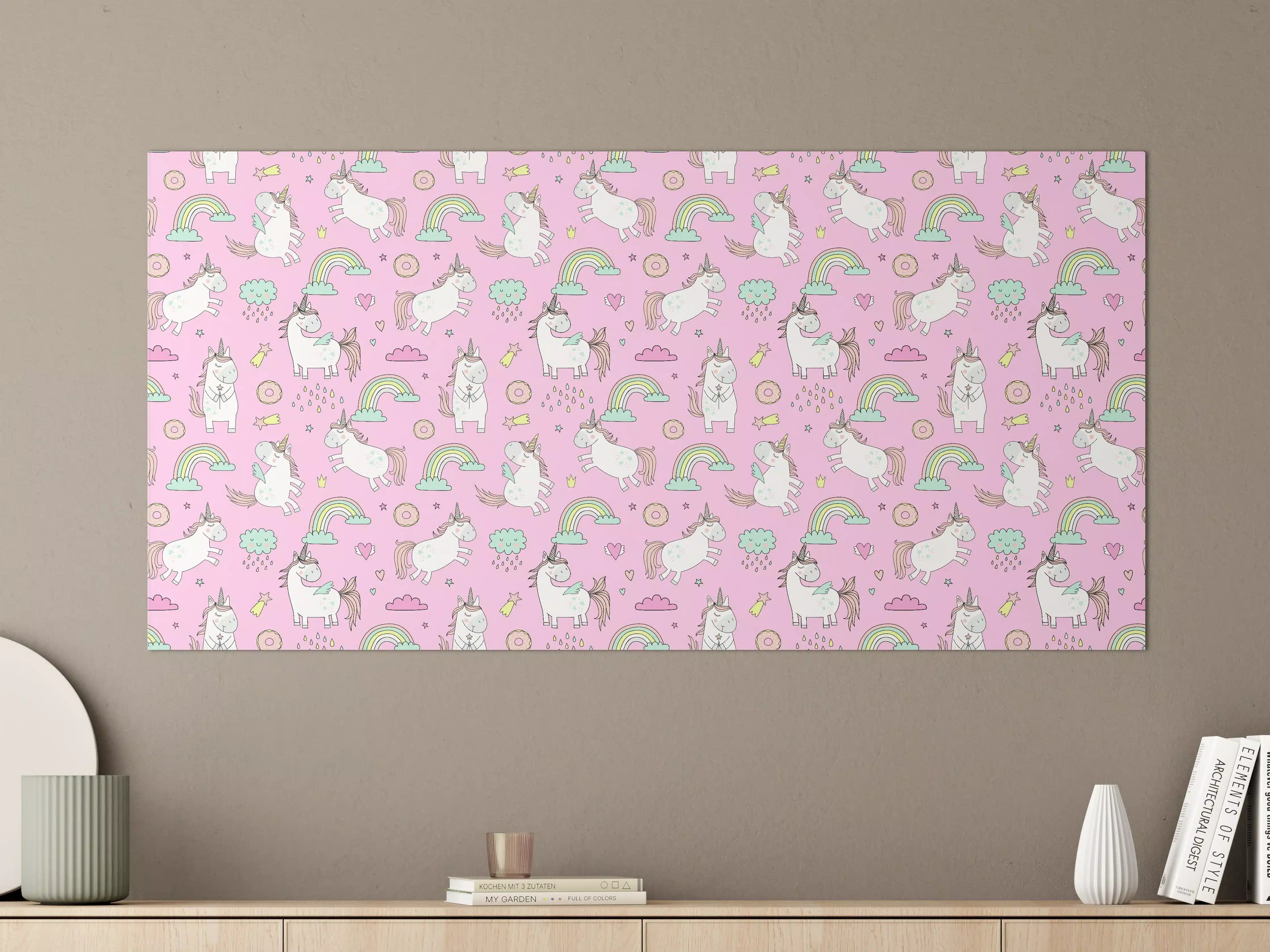 Große Wandbilder - Niedliche Einhorn-Welt in Pastellfarben