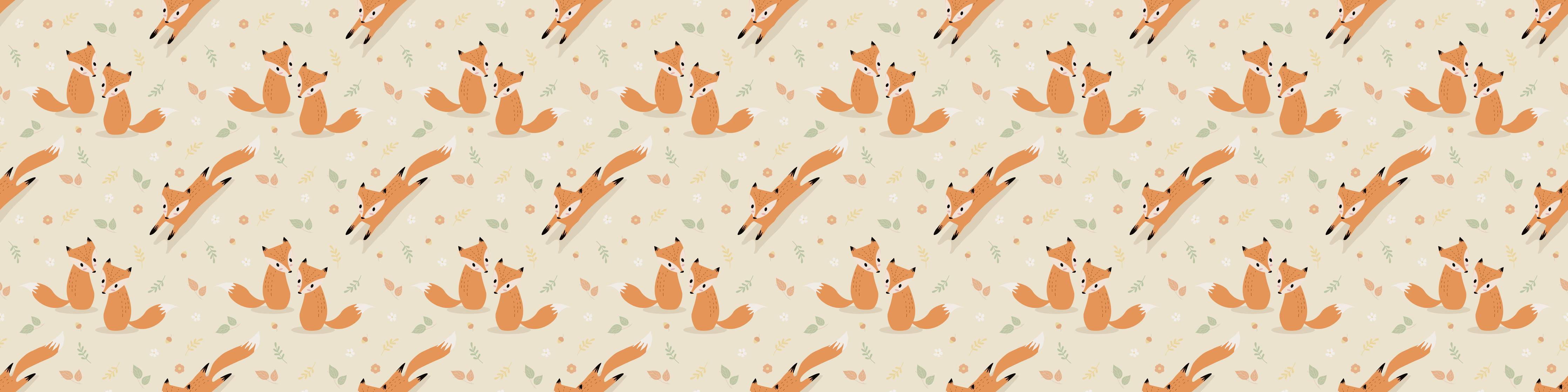 Große Wandbilder-Niedliche Fuchs Illustration in Warmorangefarben