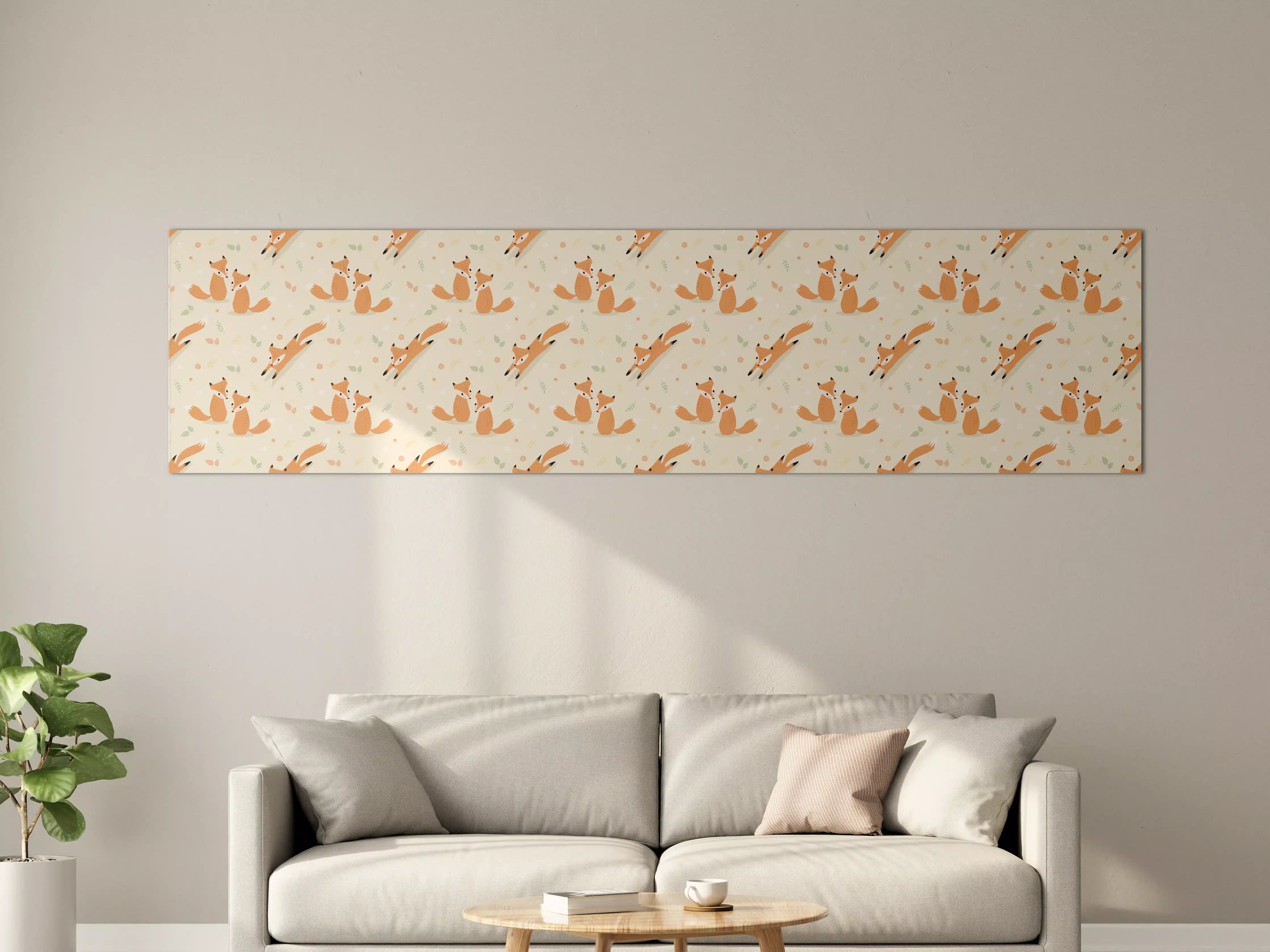 Große Wandbilder - Niedliche Fuchs Illustration in Warmorangefarben