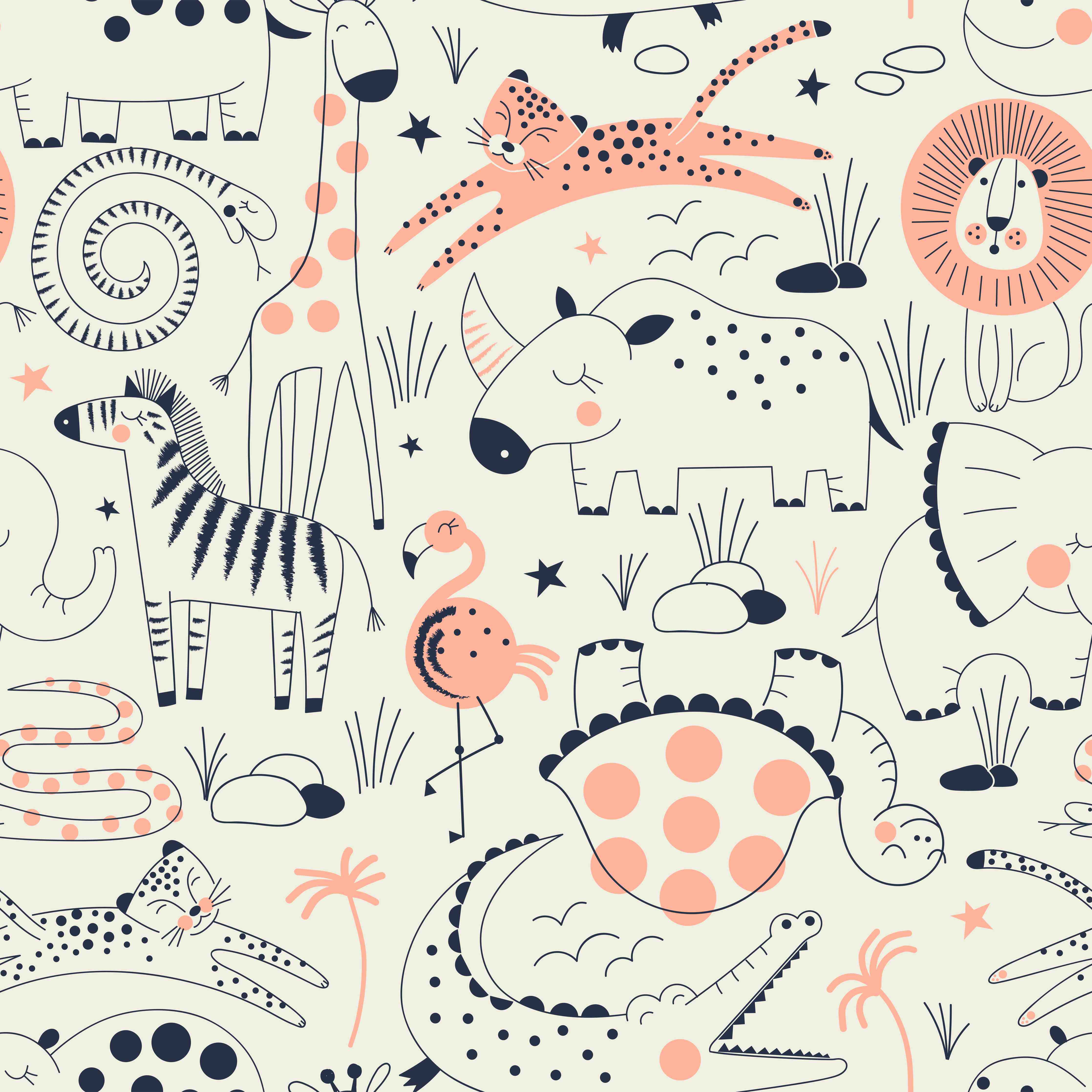 Große Wandbilder-Niedliche Tiermuster-Illustration