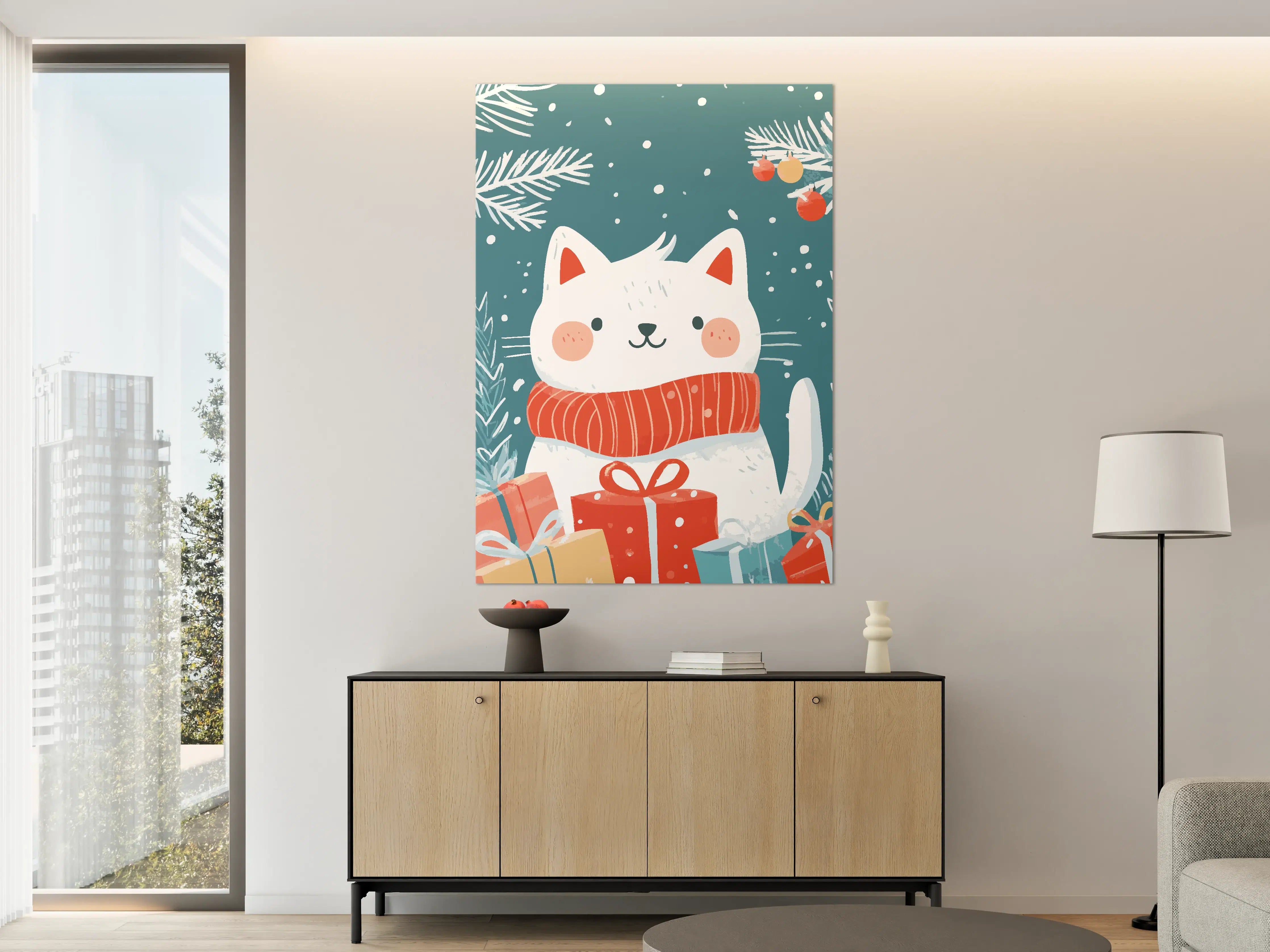 Große Wandbilder - Niedliche weihnachtliche Katzenillustration