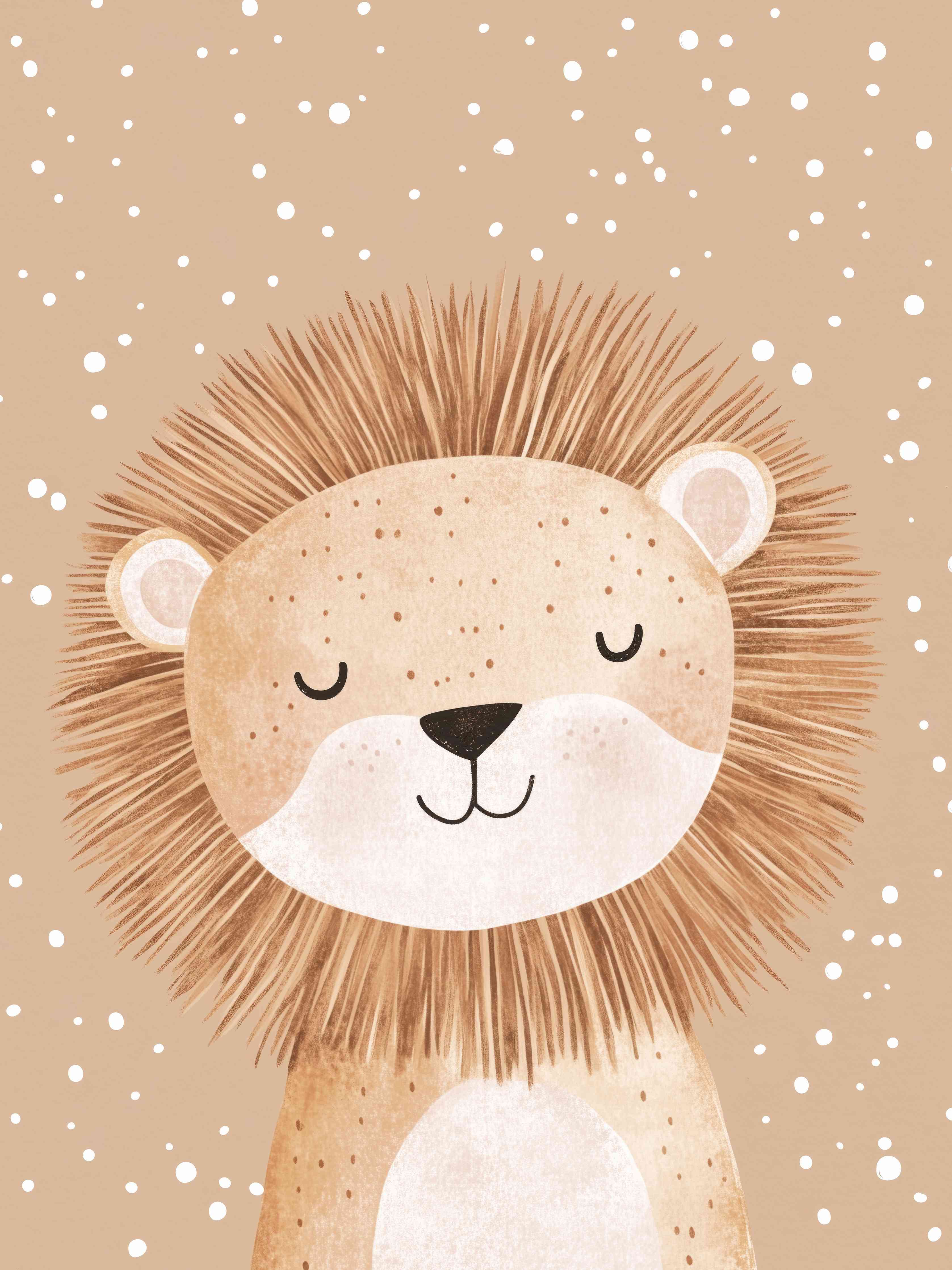 Große Wandbilder-Niedlicher Löwen-Kopf mit braunem Hintergrund