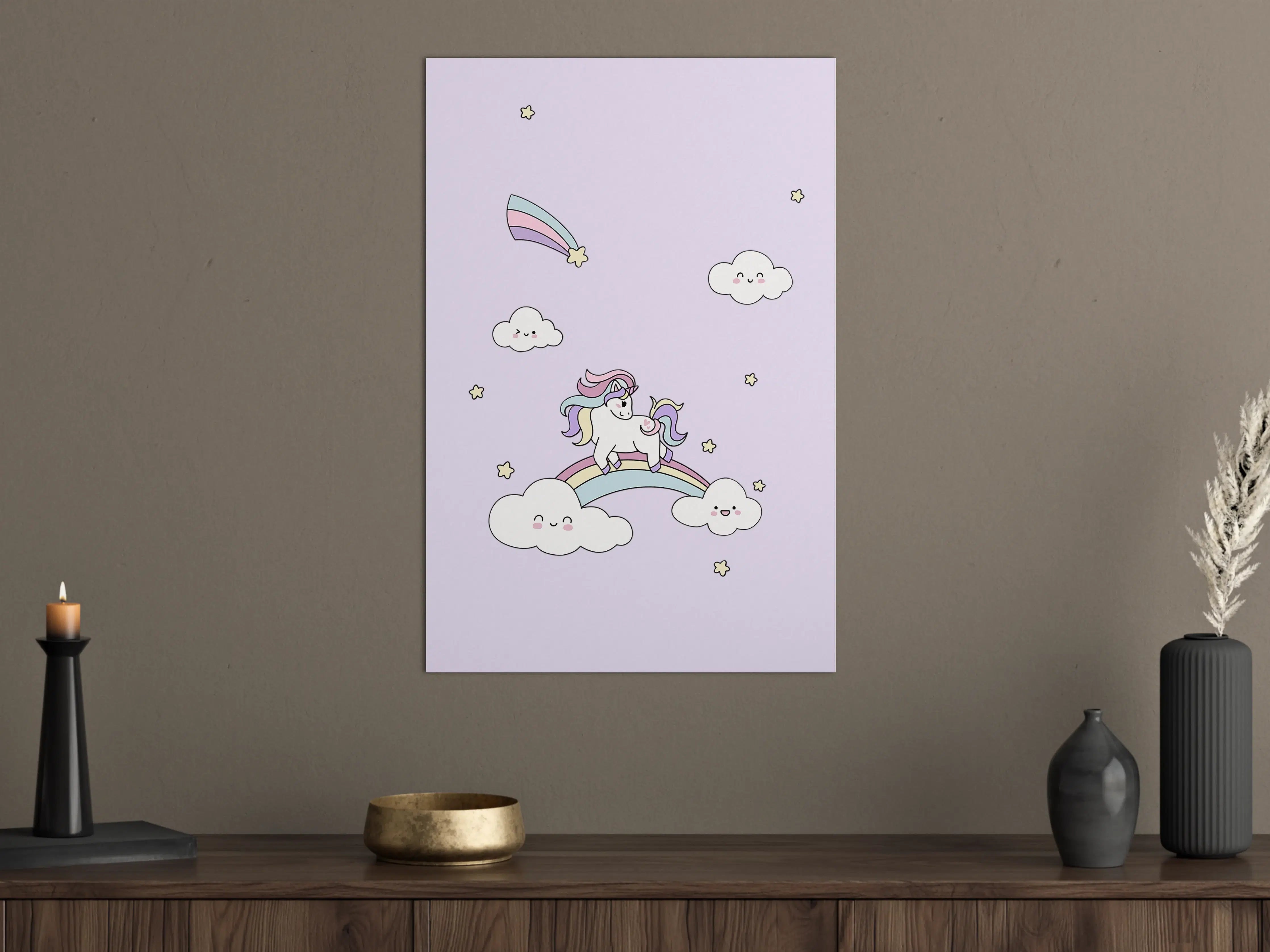 Große Wandbilder - Niedliches Einhorn mit Regenbogen