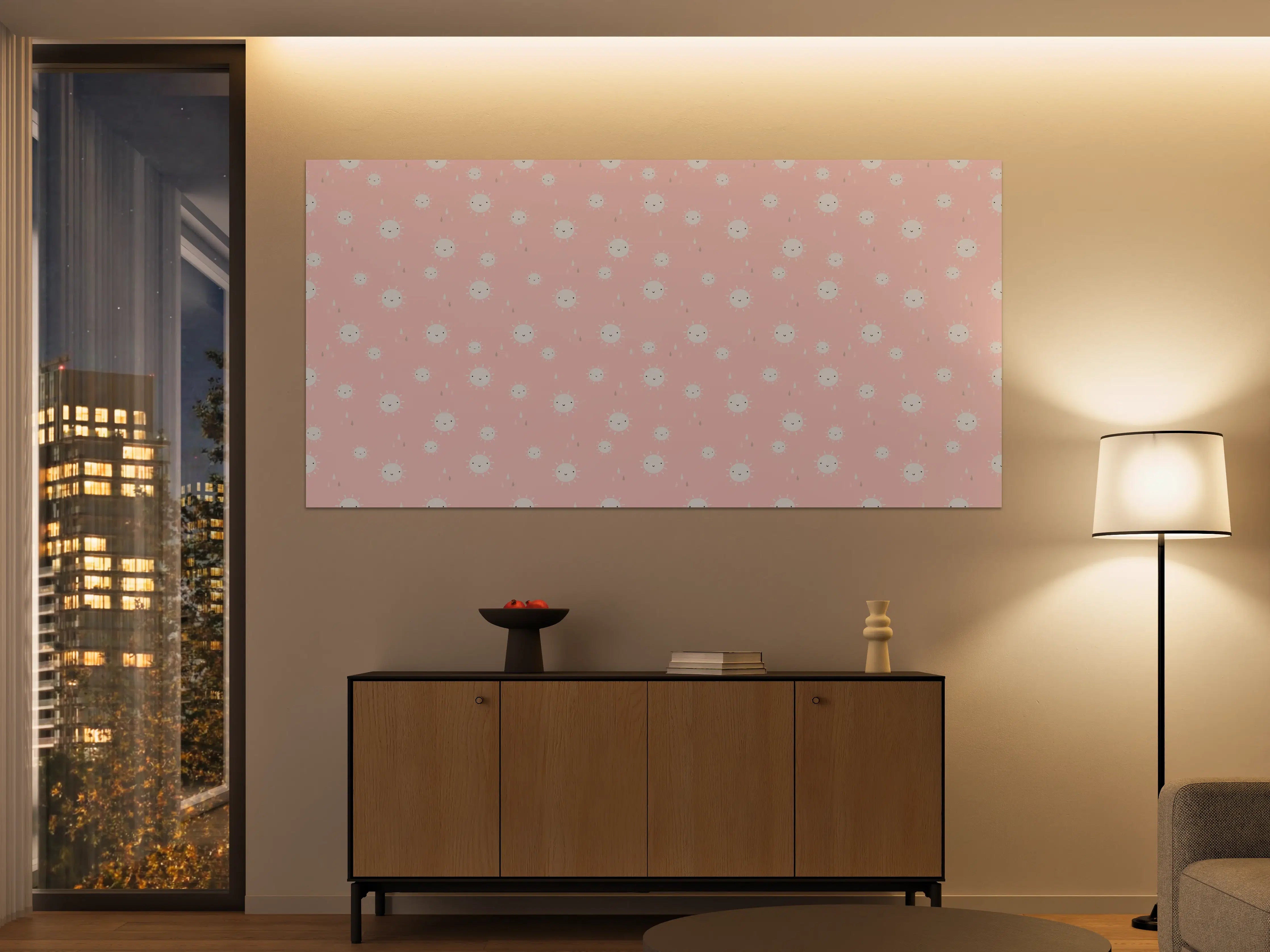 Große Wandbilder - Niedliches pinkes Polkadot-Motiv mit Blumen