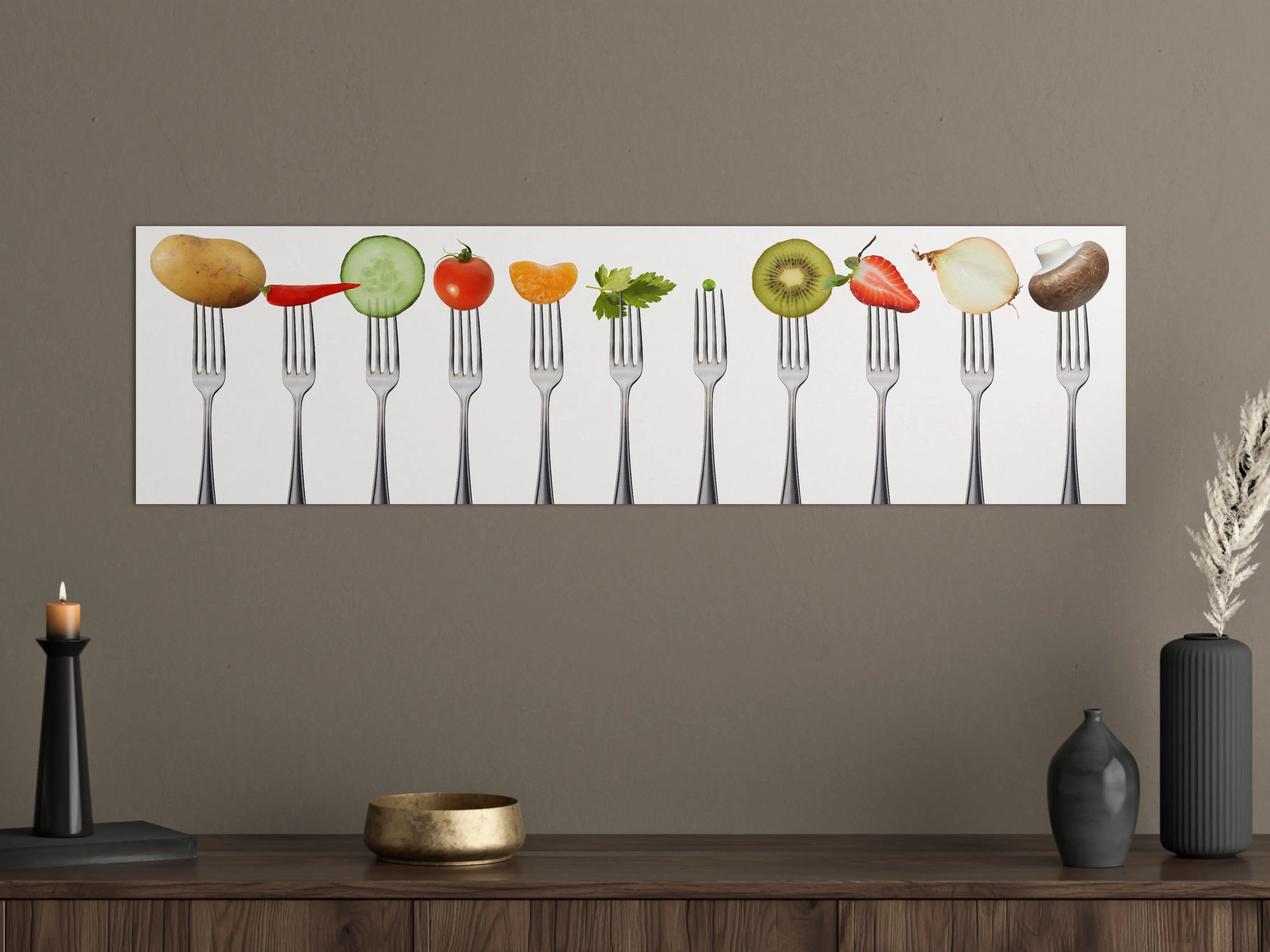 Große Wandbilder - Obst & Gemüse auf Gabeln