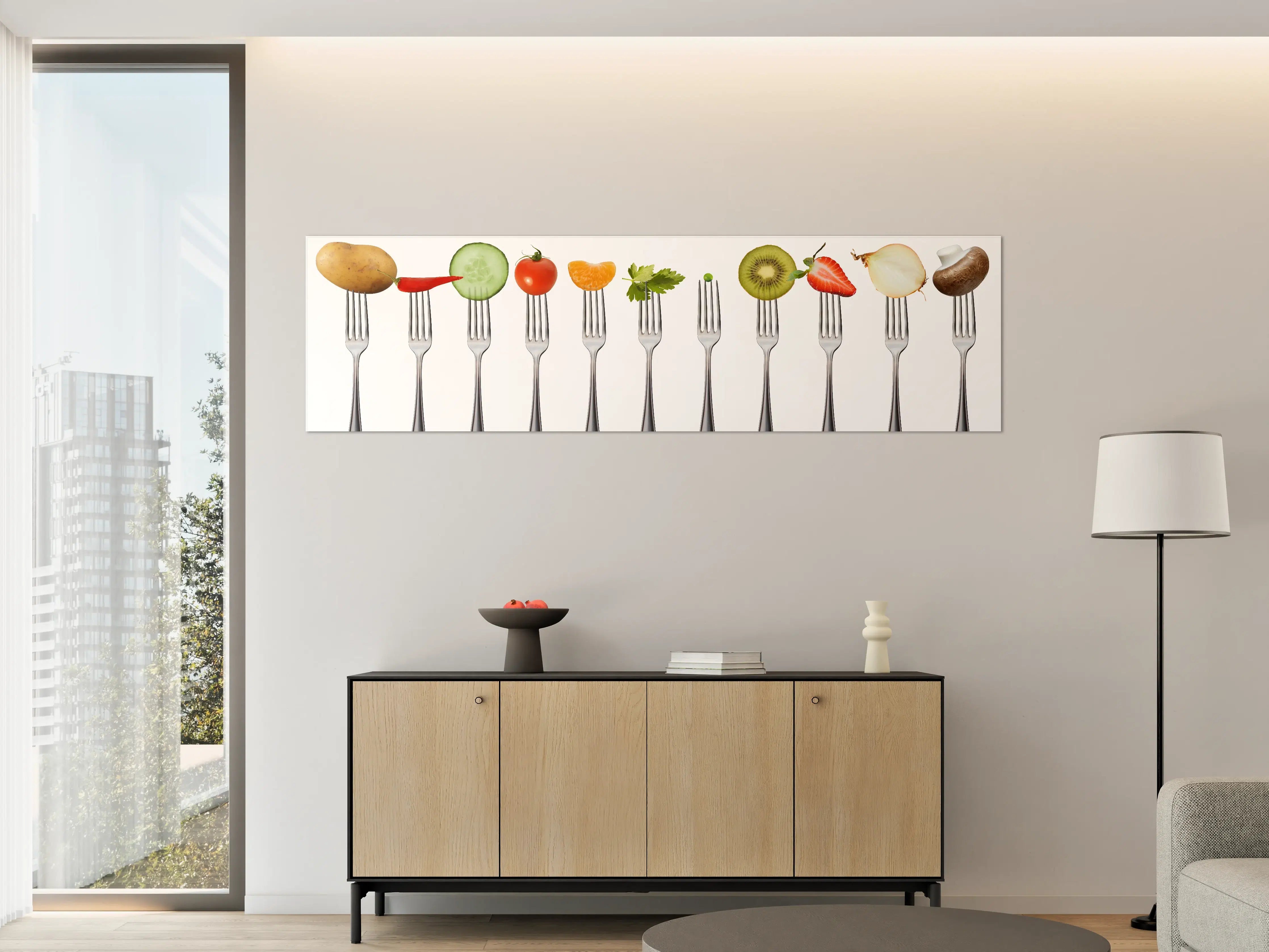Große Wandbilder - Obst & Gemüse auf Gabeln