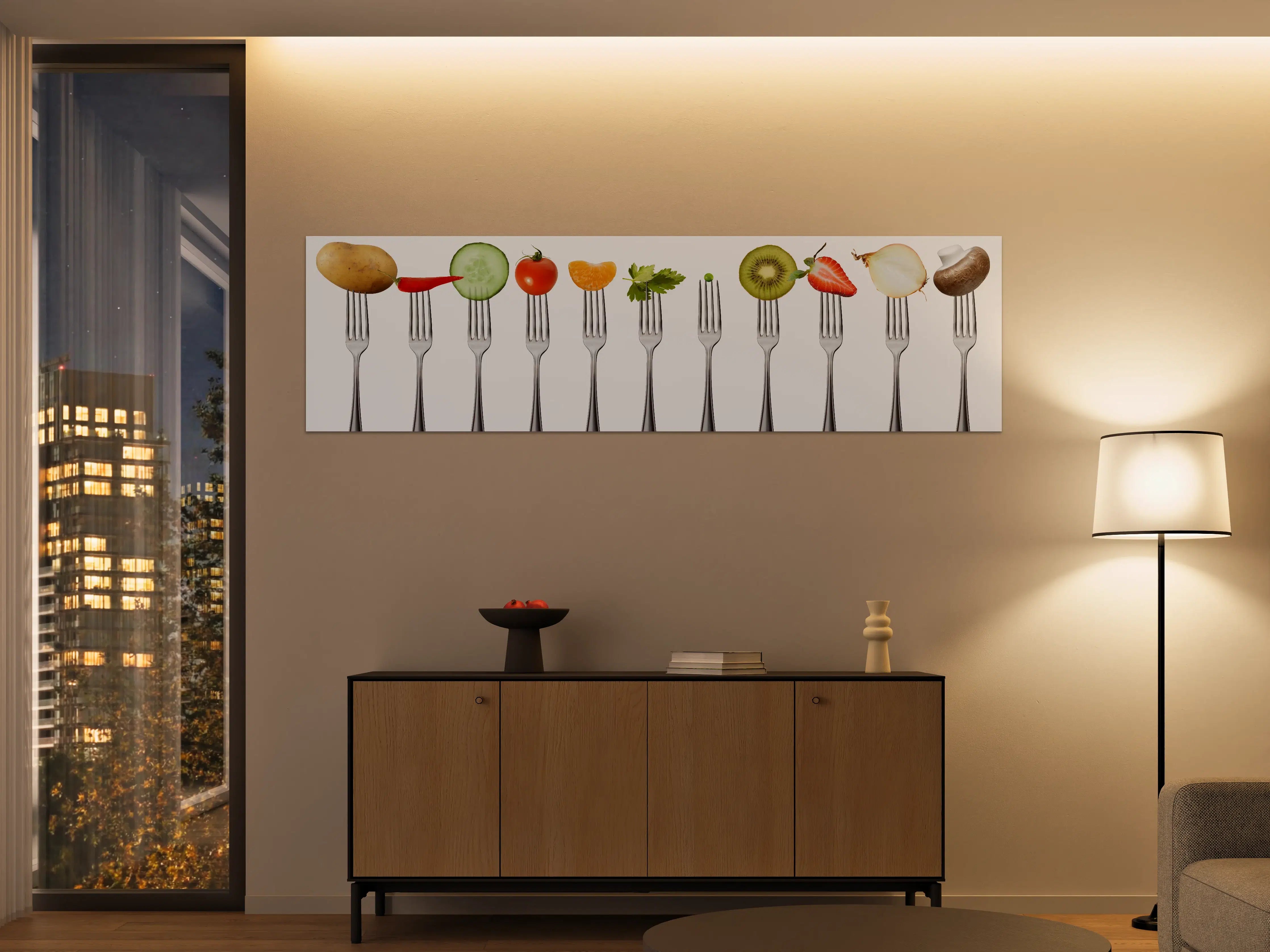 Große Wandbilder - Obst & Gemüse auf Gabeln