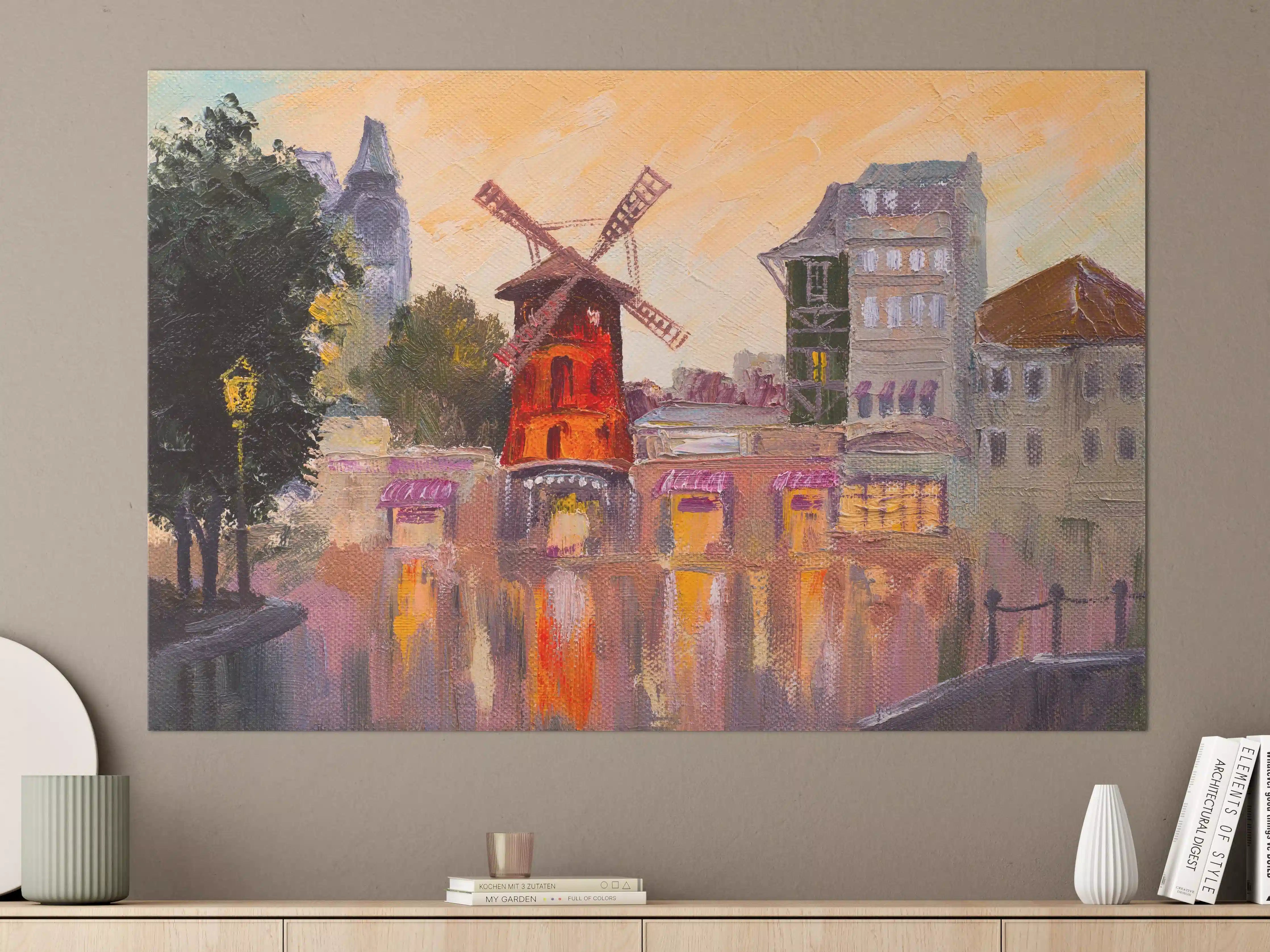 Große Wandbilder - Ölgemälde Stadtbild - Moulin rouge