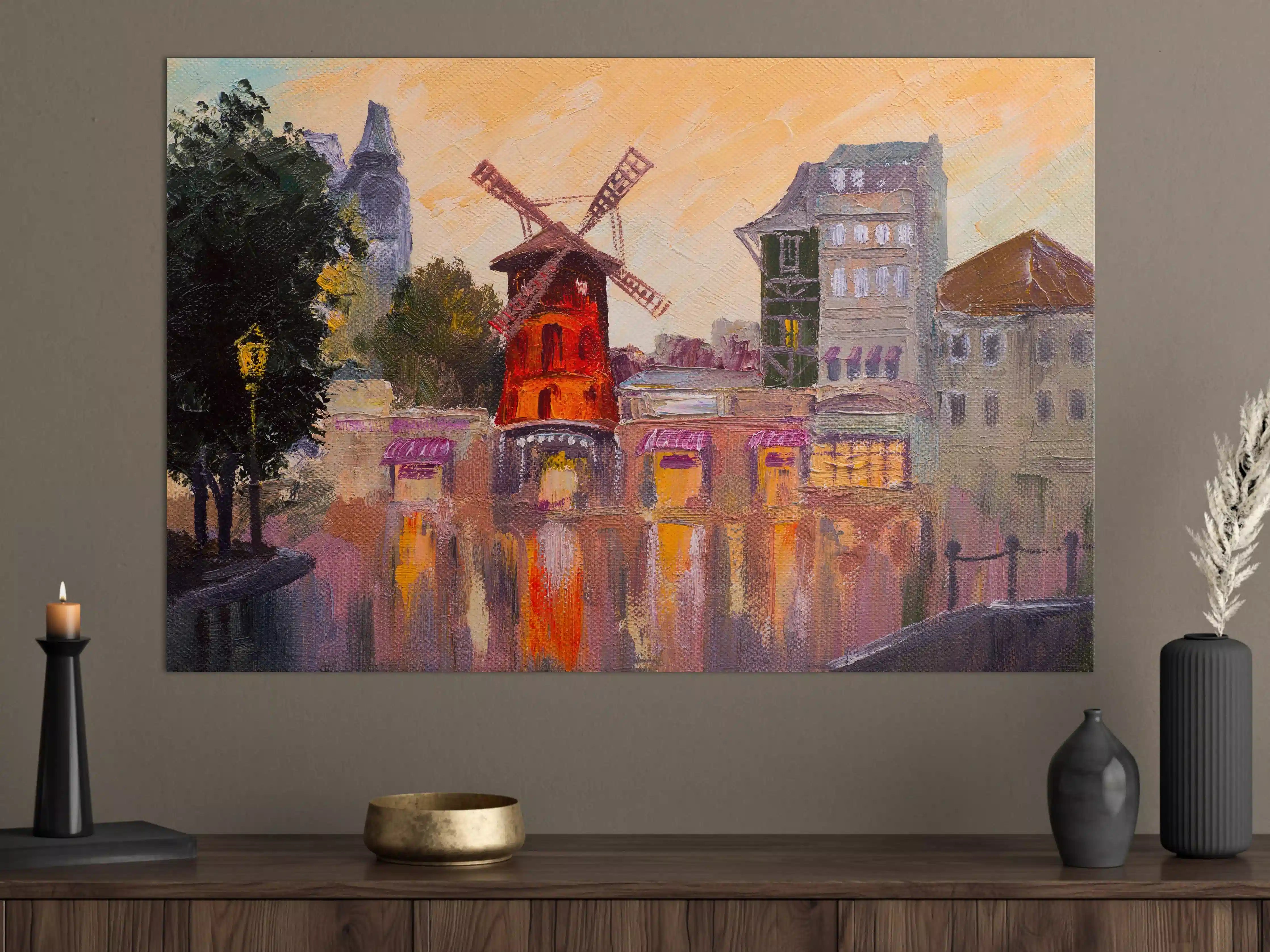 Große Wandbilder - Ölgemälde Stadtbild - Moulin rouge