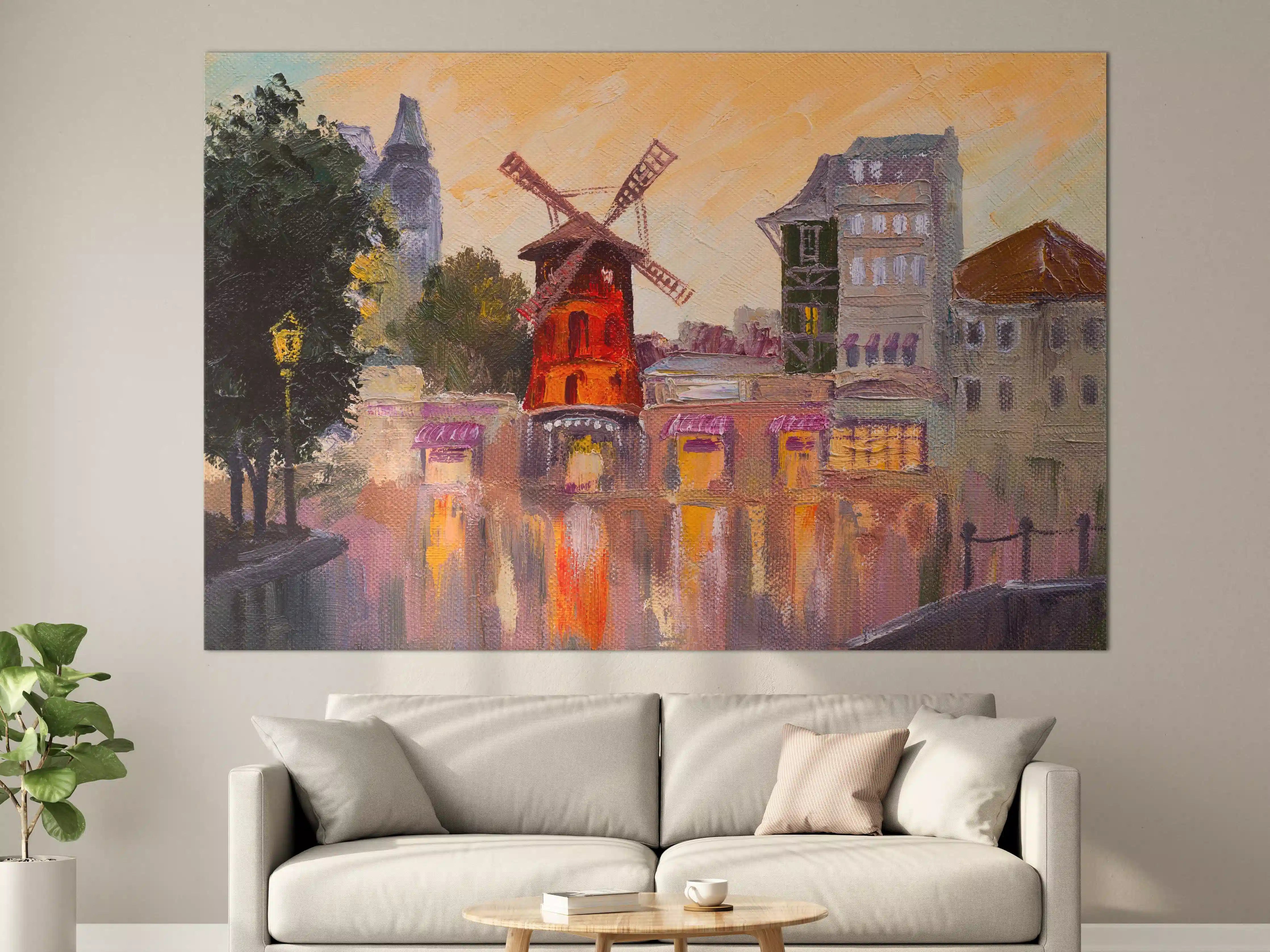 Große Wandbilder - Ölgemälde Stadtbild - Moulin rouge
