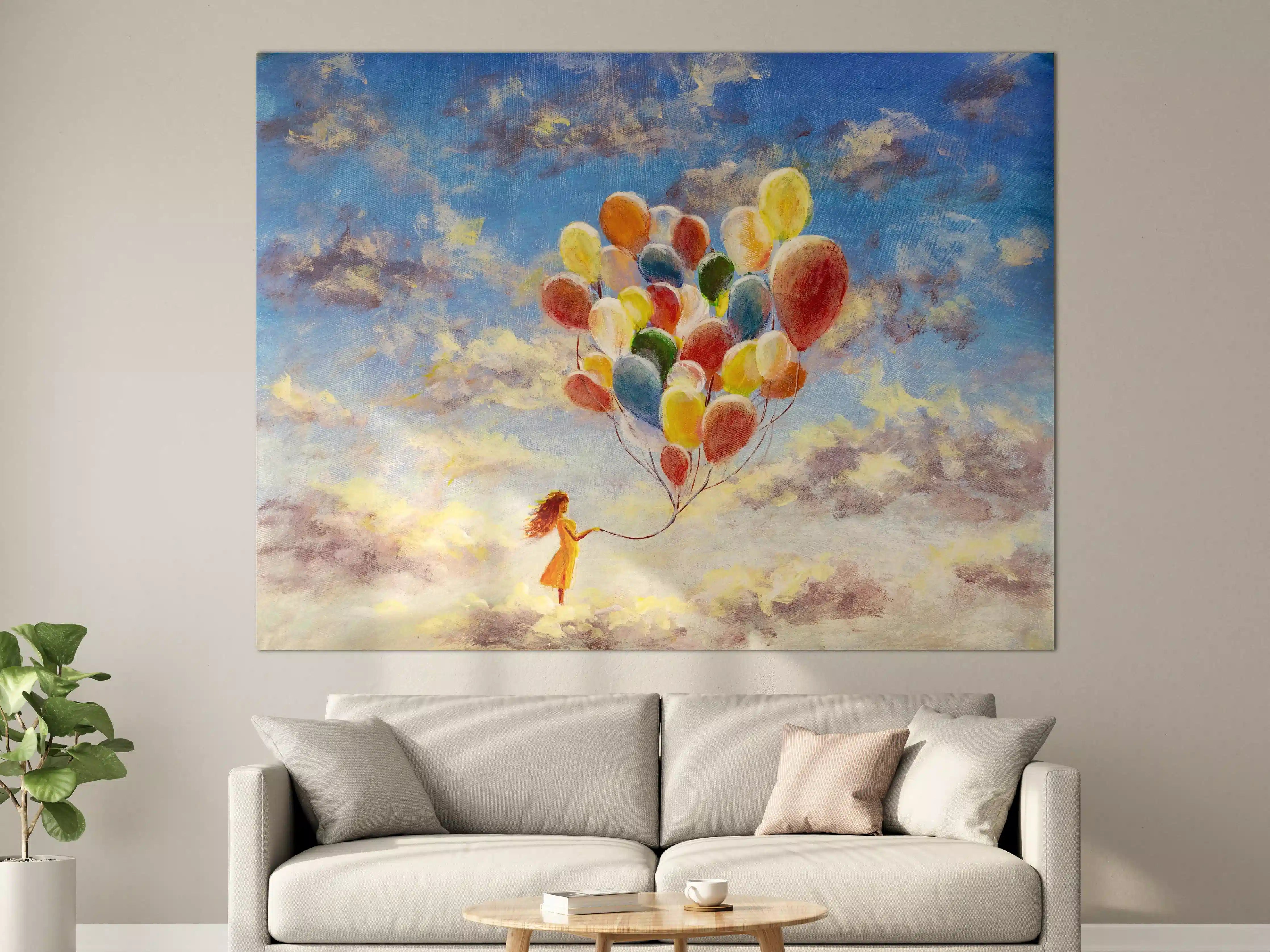 Große Wandbilder - Ölgemälde einer jungen Frau mit Luftballons