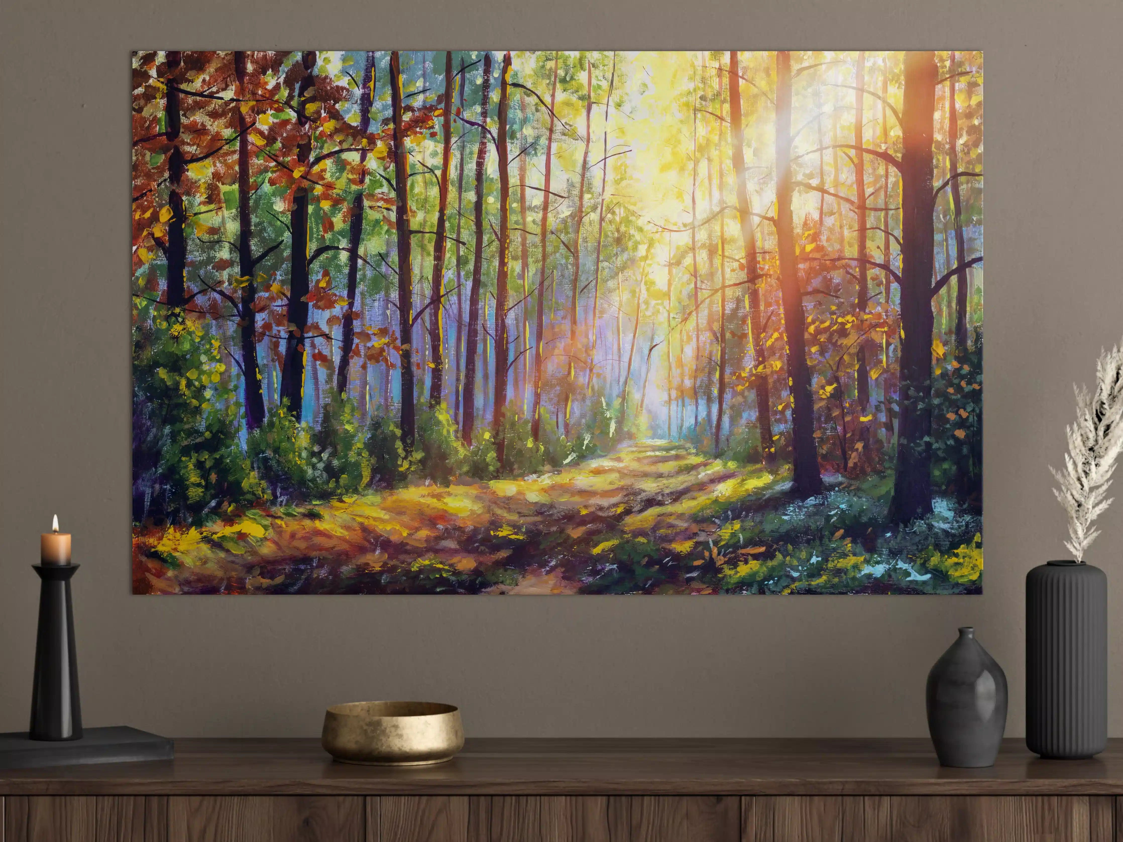 Große Wandbilder - Ölgemälde lichterfüllter Wald im Herbst