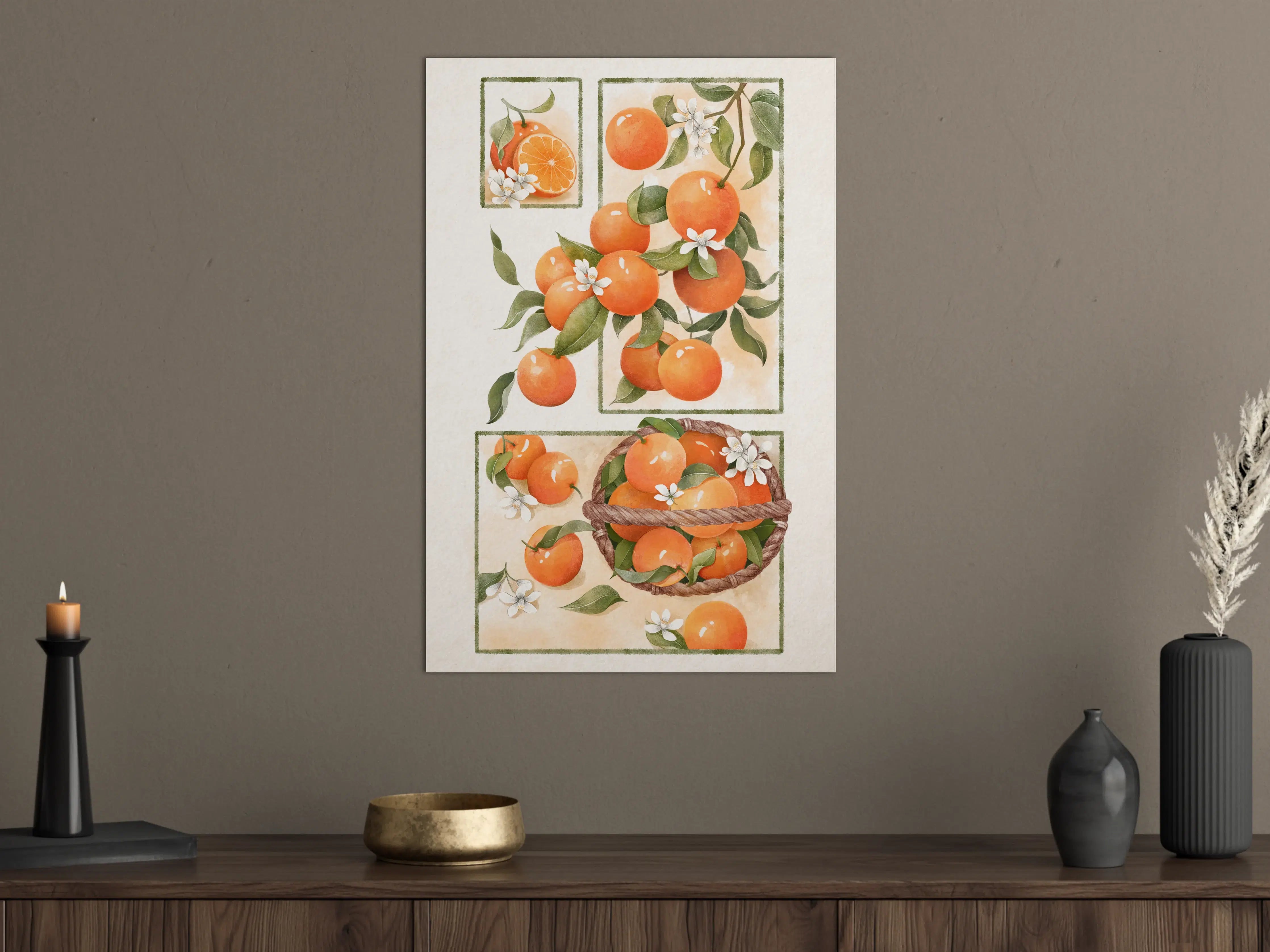 Große Wandbilder - Orangenblüte Stillleben Illustration