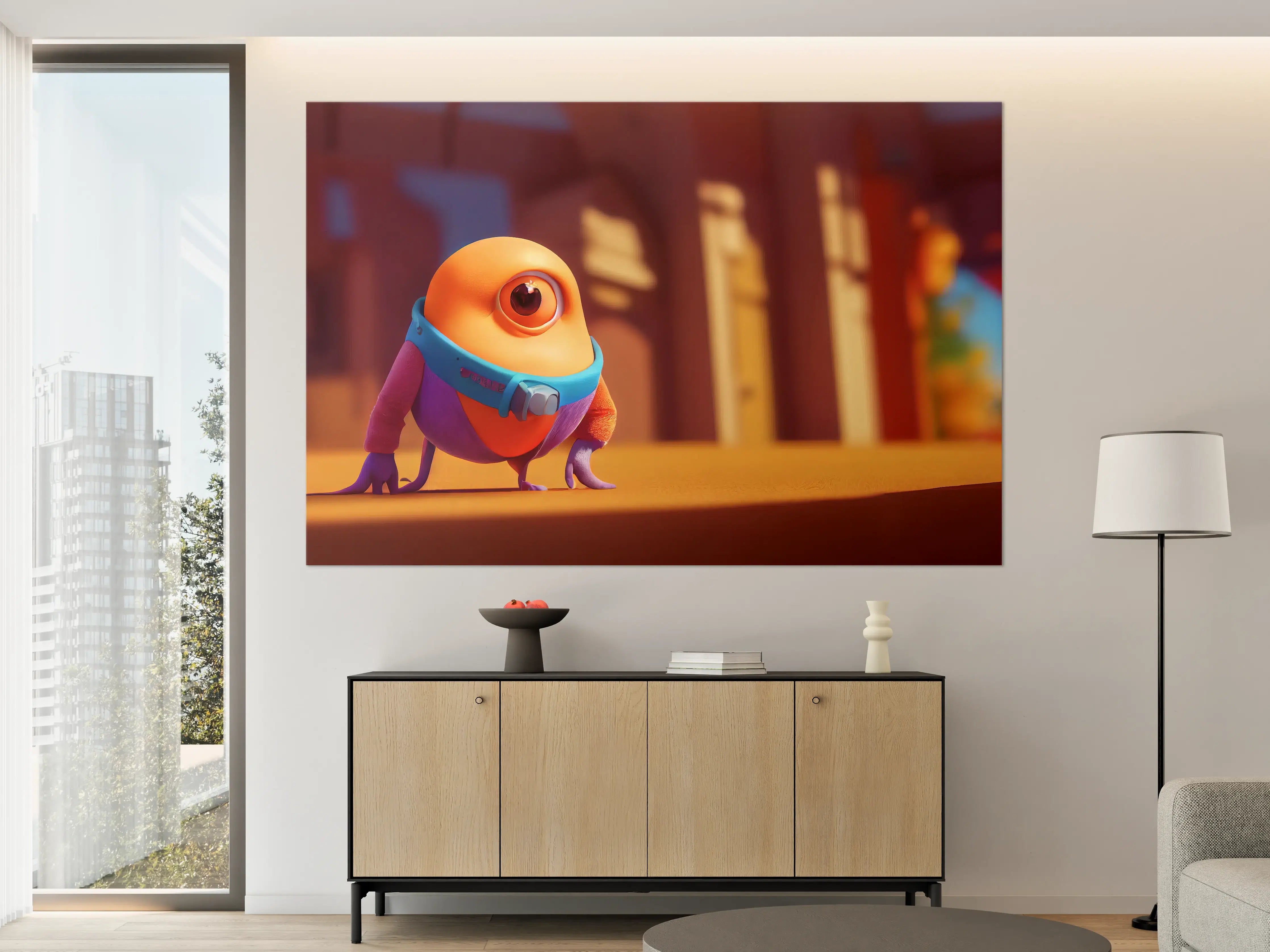 Große Wandbilder - Orangenes Cartoon Männchen
