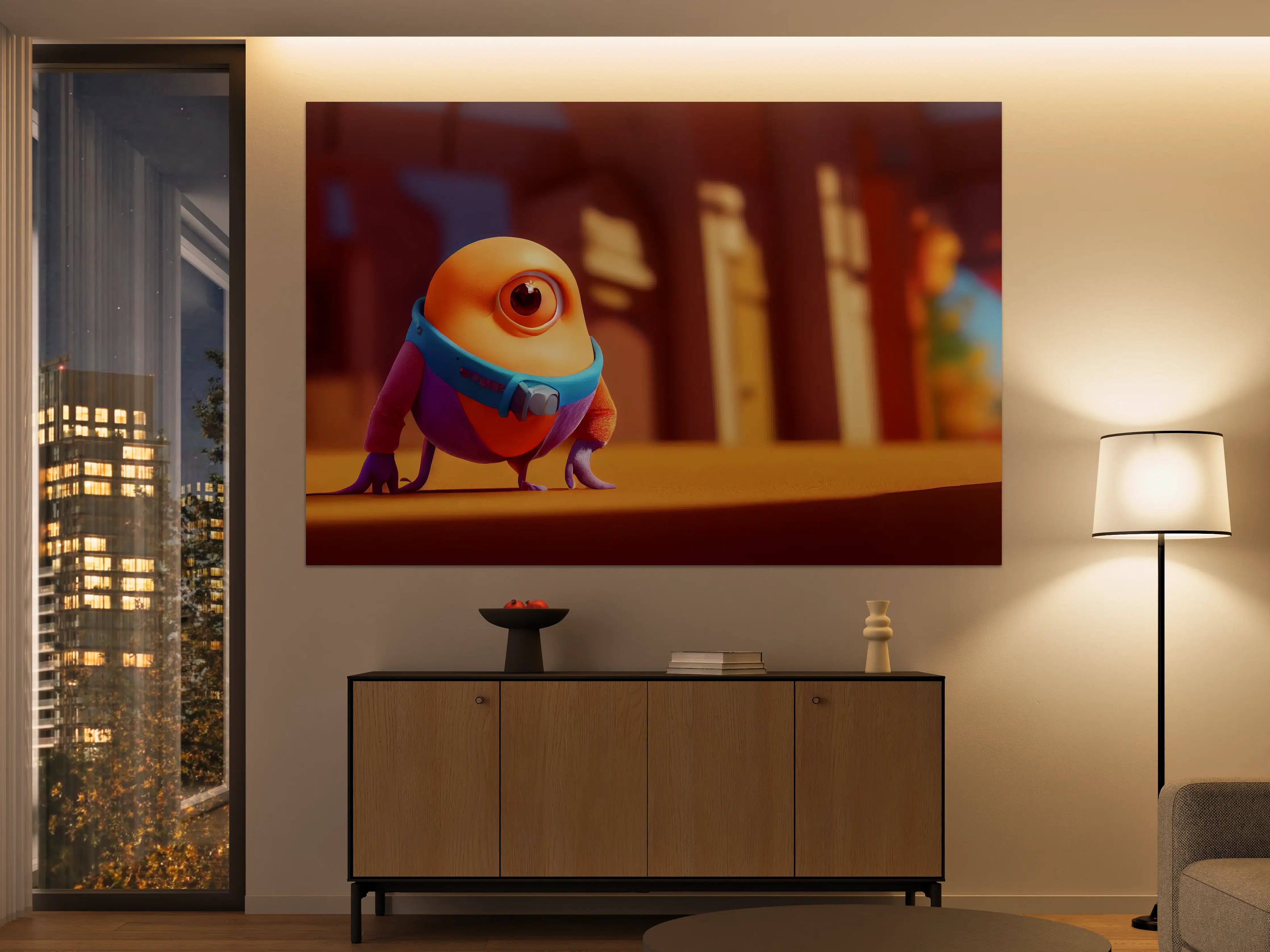 Große Wandbilder - Orangenes Cartoon Männchen