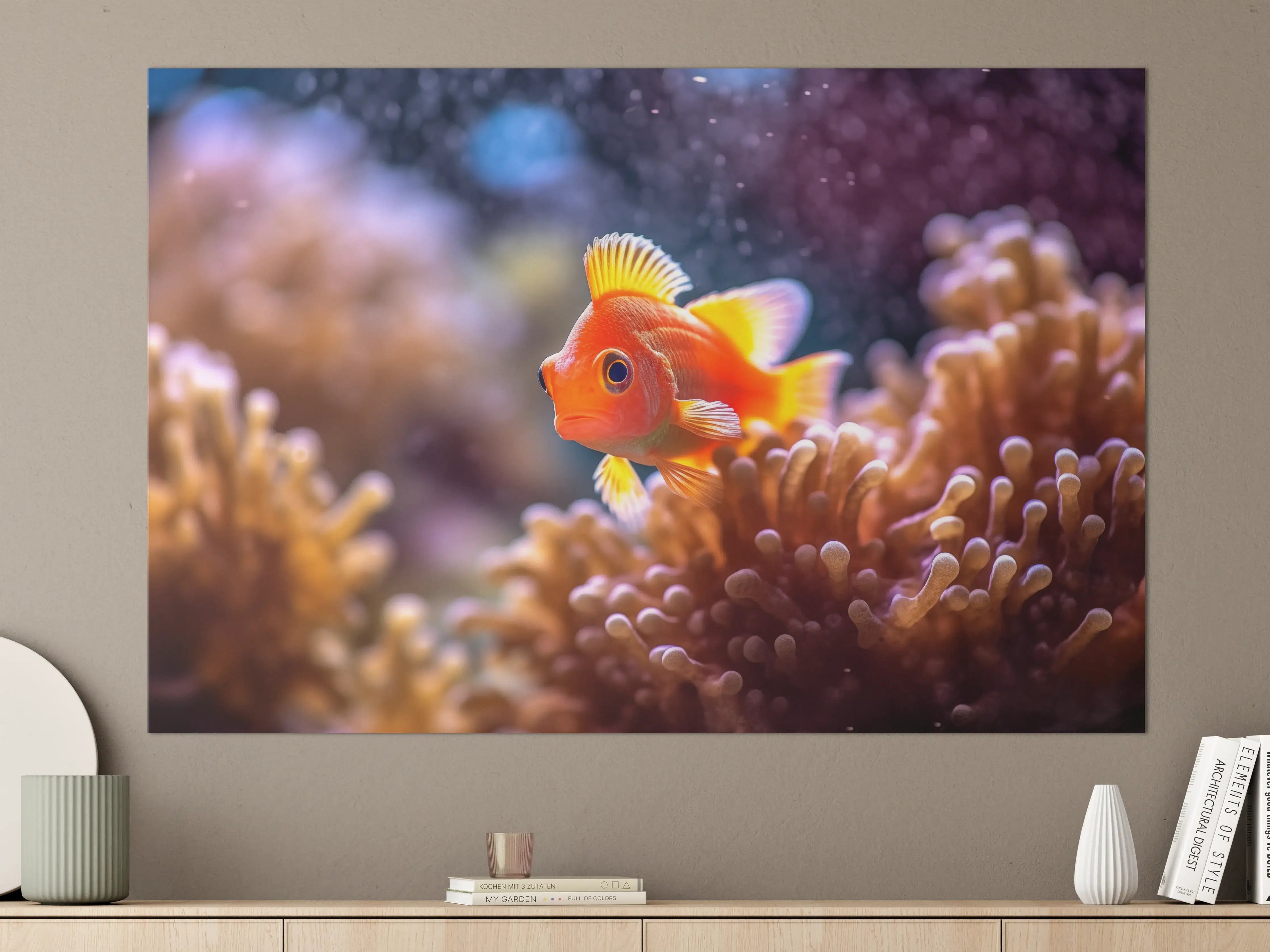 Große Wandbilder - Oranger Anemonenfisch im Korallenriff