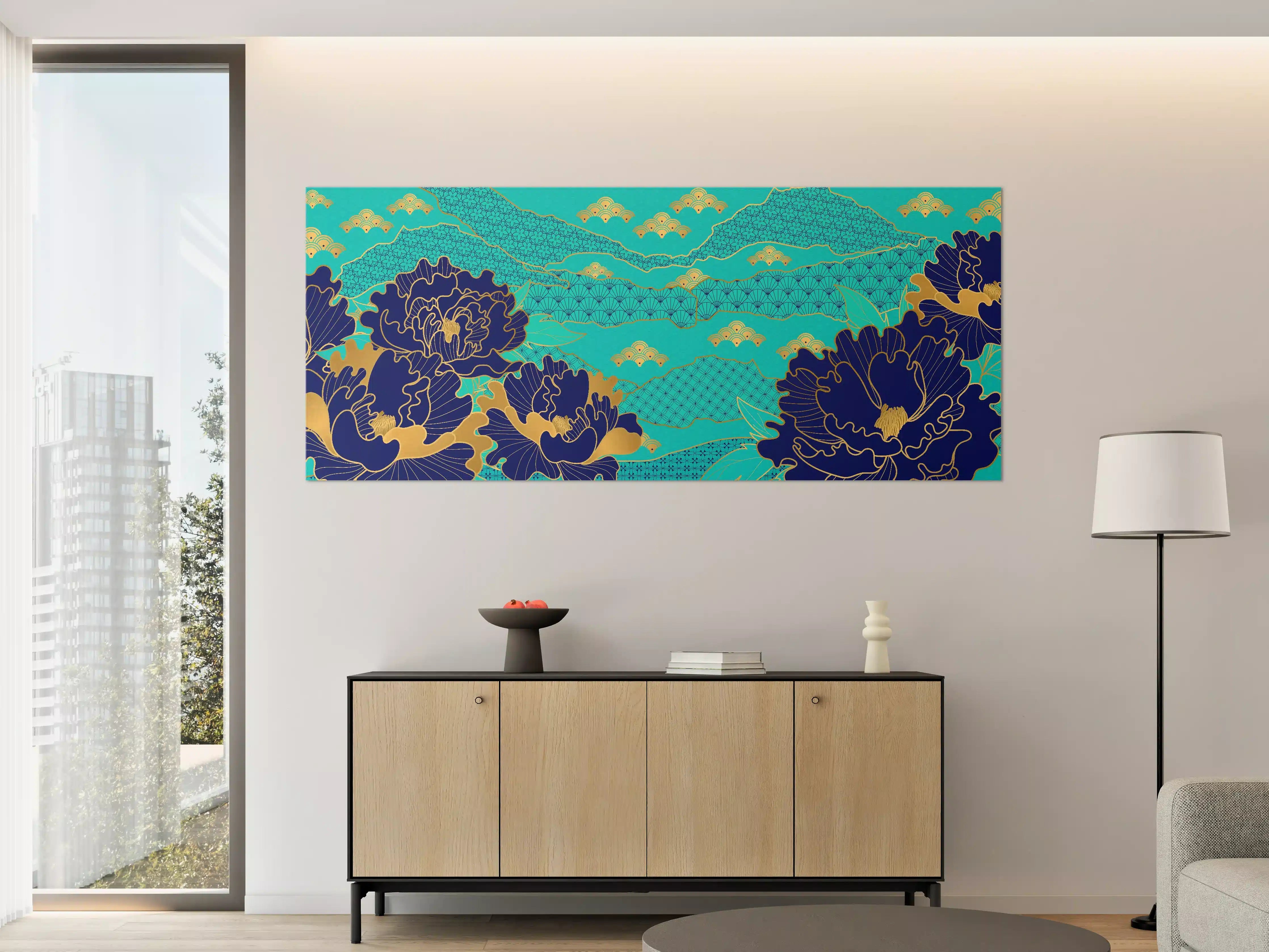 Große Wandbilder - Orientalisch-Blauer Blumen-Digitaldruck